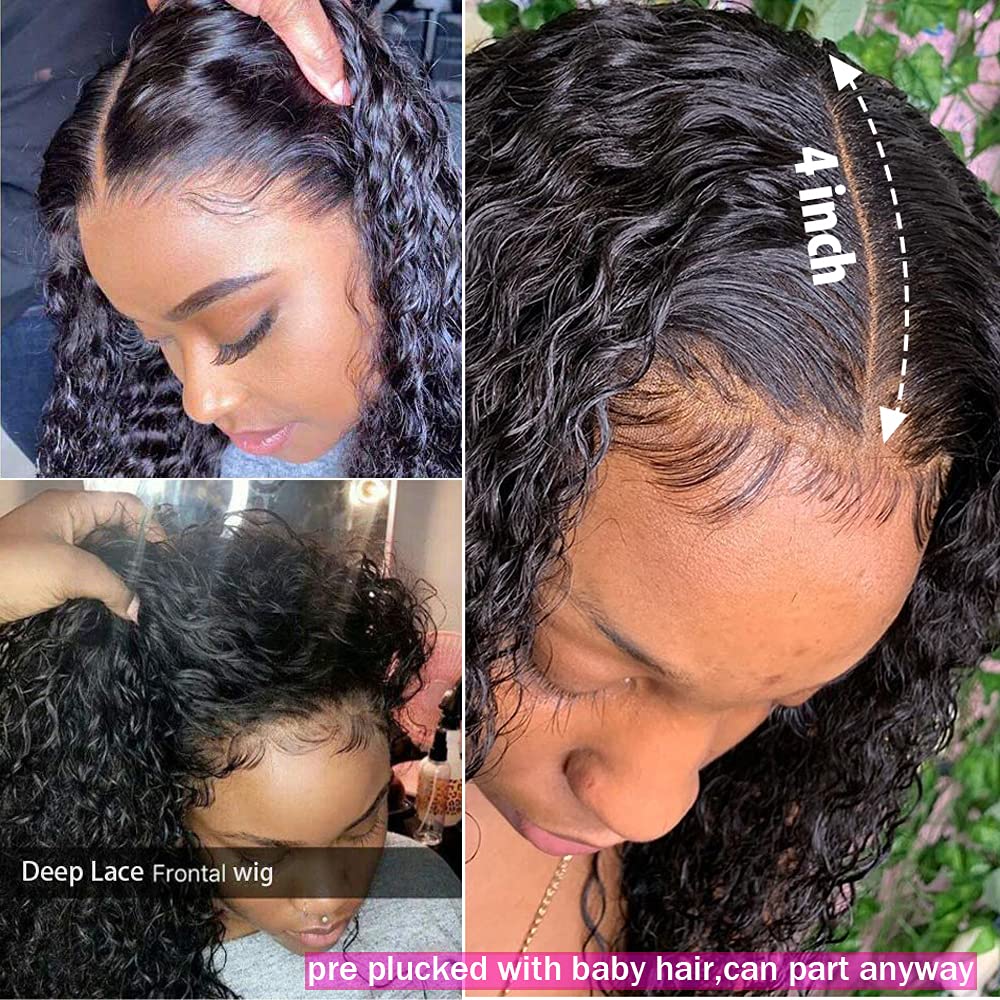13x4 HD Lace Front Wig 18 Inch Brazilian Human Hair - Wet and Wavy Deep Wave 180% Density Pre-Plucked with Baby Hair | Natural Looking Curly Wigs for Women | Perfect for Daily Wear, Parties & Special Occasions