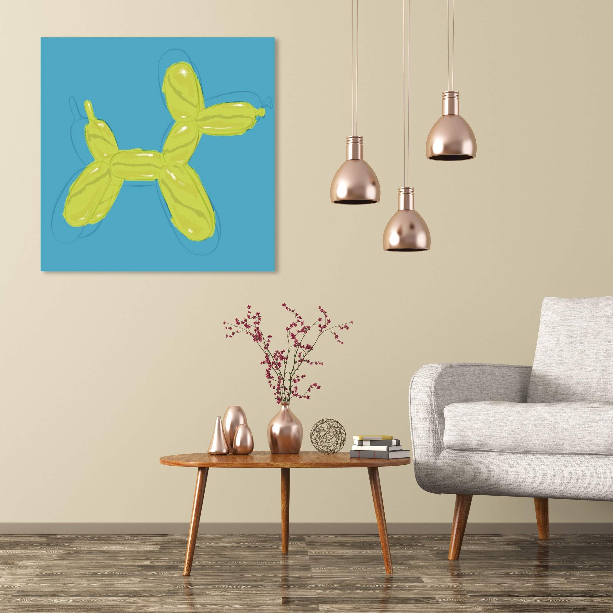 Wynwood Studio Animals Wall Art Canvas Print - 'Boy's Dog' Modern Home Decor, 30x30 Inches, Green & Blue - Perfect for Living Room, Bedroom, or Nursery
