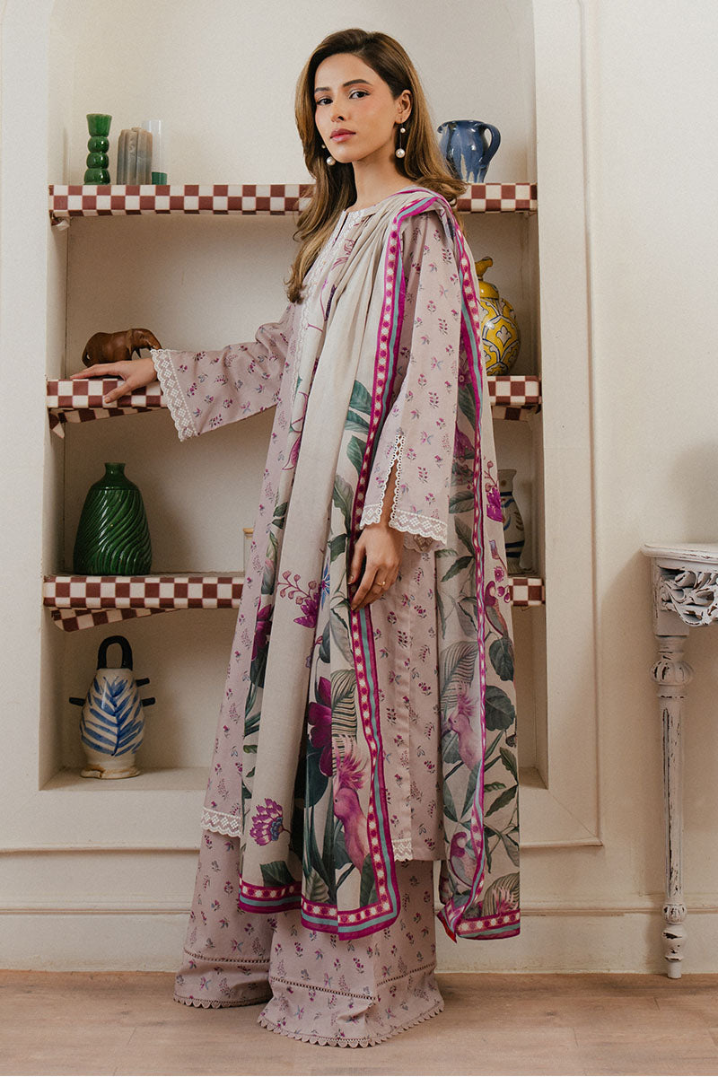 LILAC HORIZON 3-Piece Printed Lawn Suit for Women - Floral Summer Outfit for Casual Wear, Parties & Weddings