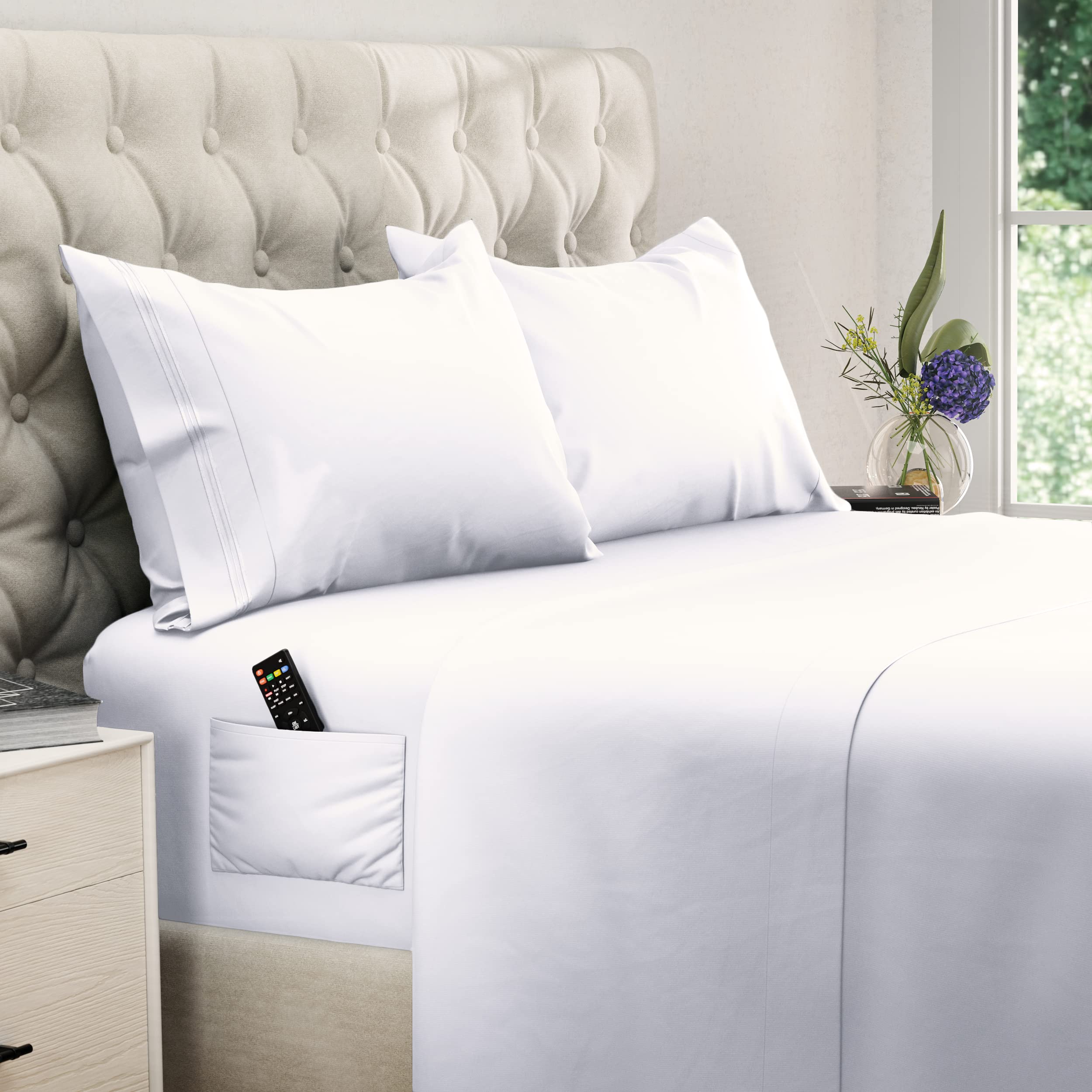 Dreamcare Cooling Full Size Sheet Set - 4pc Soft 100% Brushed Polyester Bed Sheets with Deep 15