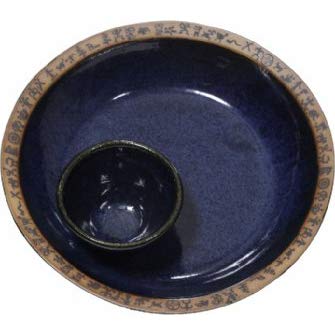 Handmade Ceramic Chip & Dip Platter - Mini Petroglyph Design - Perfect for Parties & Appetizers
