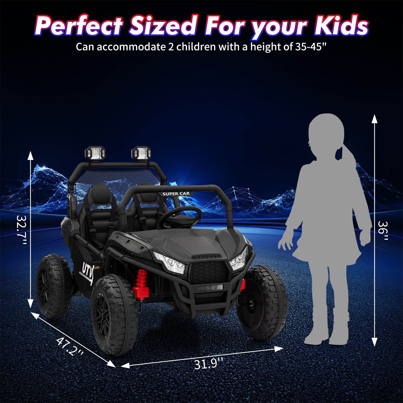 GARVEE 24V 2-Seater Kids Electric Ride-On Car with Remote Control, 400W Motor, 4.5MPH Max Speed, 4-Wheel Suspension & Music - Perfect Birthday Gift for Boys & Girls | Outdoor Play, Backyard Fun, Neighborhood Cruising