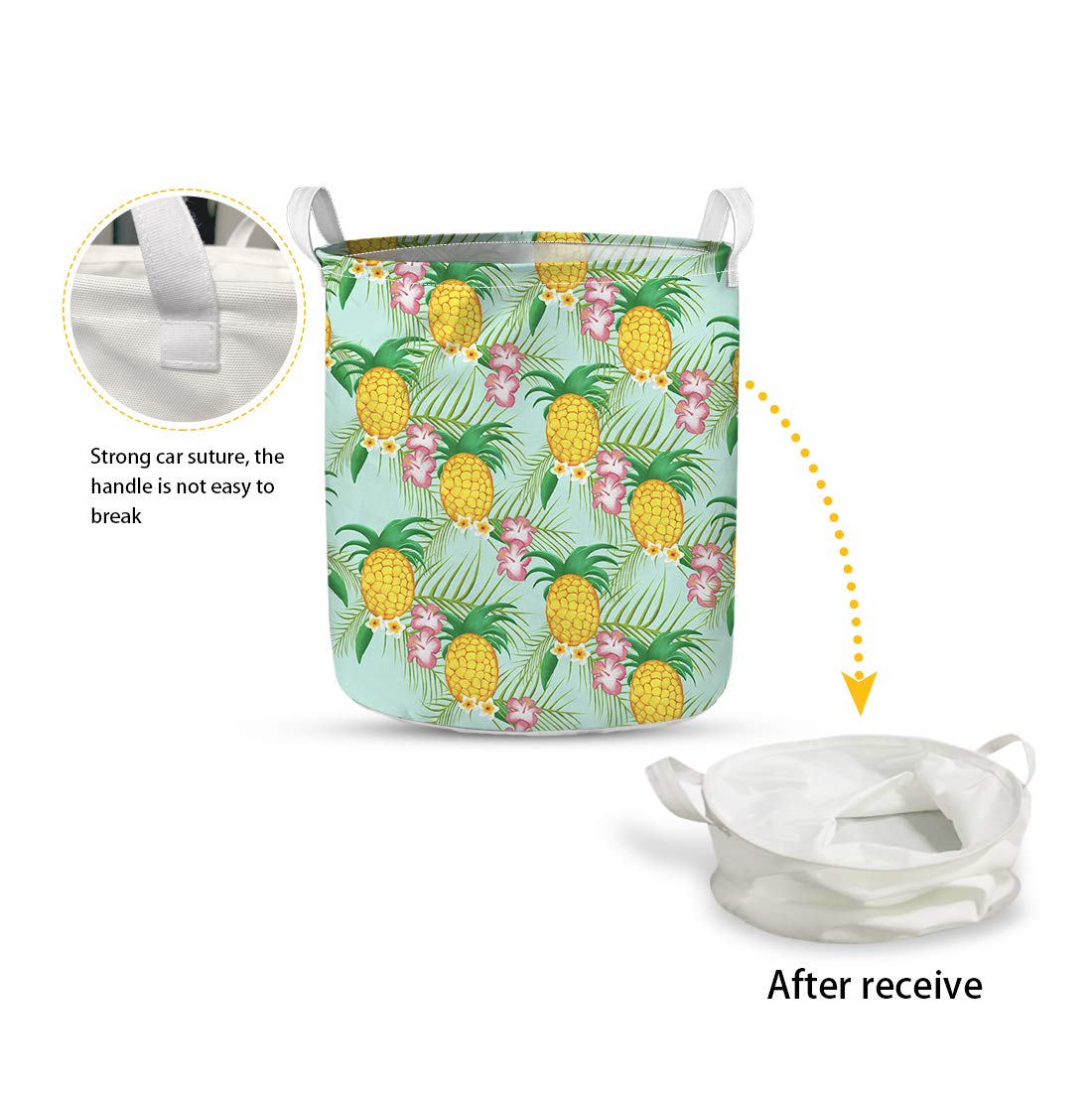 WELLYHOM Foldable Large Laundry Hamper Basket for Kids & Teens - Basketball Themed Dirty Clothes & Toys Storage Bin with Handles - Perfect for Bedroom, Bathroom, Nursery & Playroom Organization