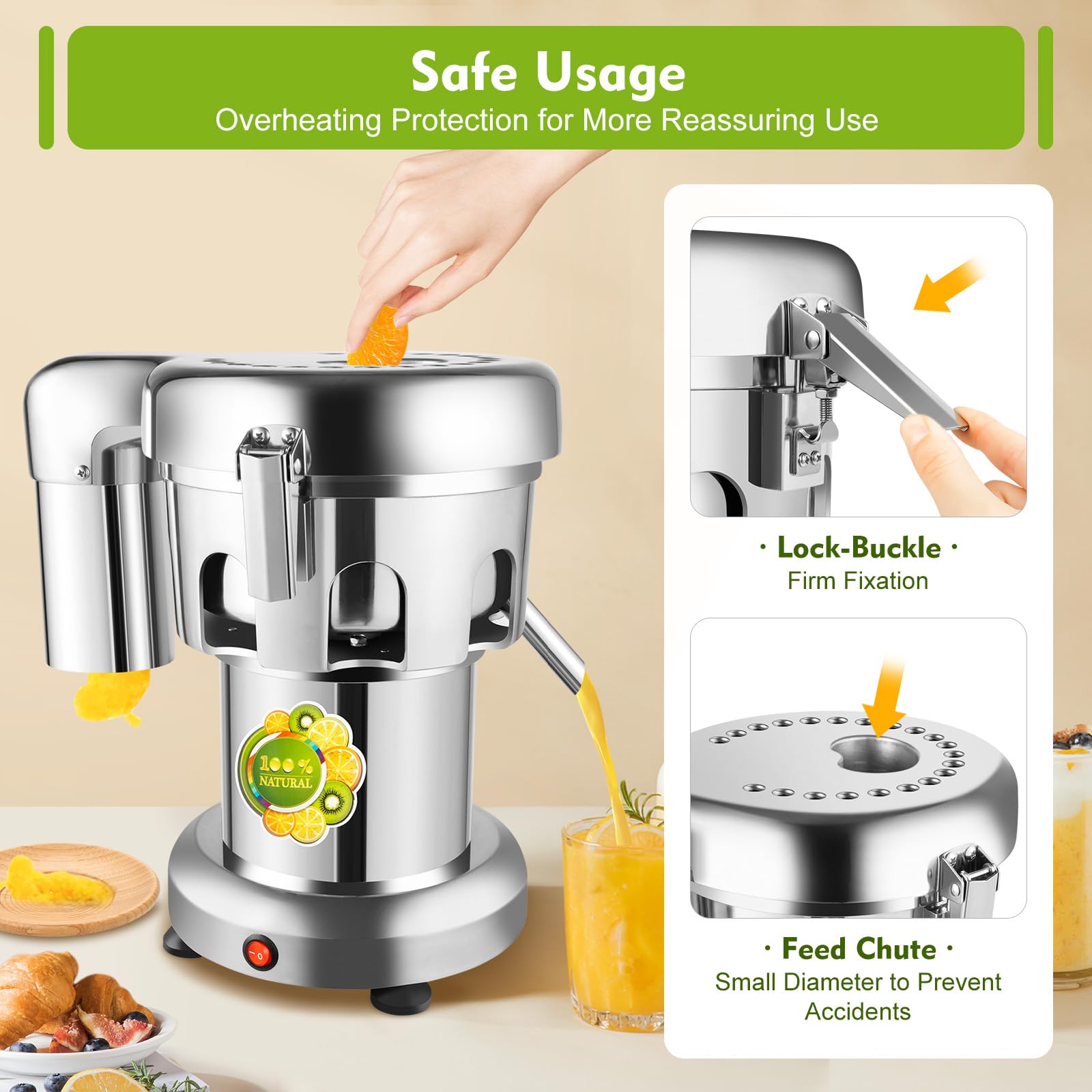 Commercial Heavy Duty 370W Electric Fruit and Vegetable Juice Extractor - Centrifugal Juicer Machine for Home & Restaurant Use - Perfect for Smoothies, Detox Drinks, and Healthy Juicing