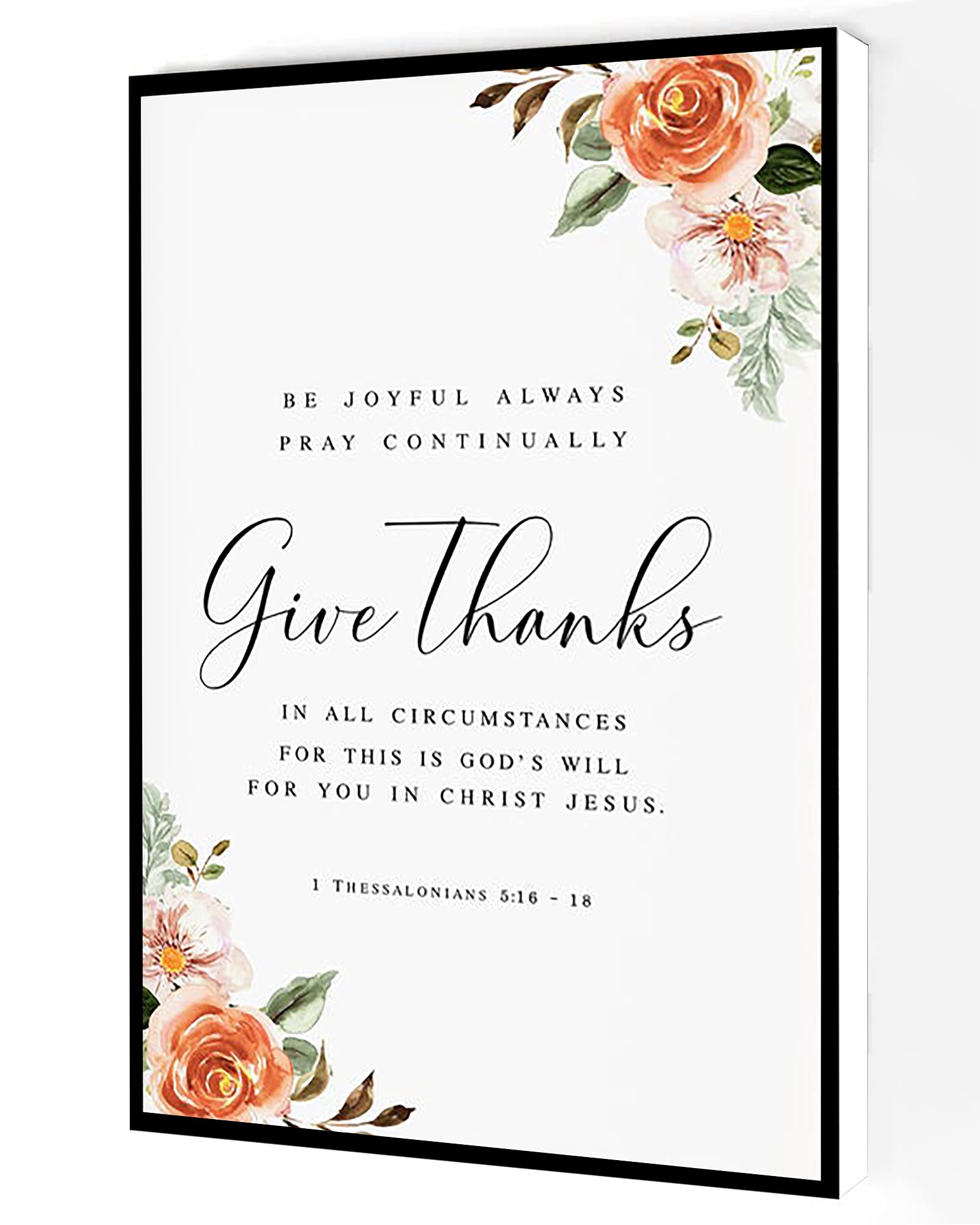 1 Thessalonians 5:16-18 Bible Verse Wall Art - 'Rejoice Always, Pray Continually' Inspirational Scripture Print - 8x12 Inch Framed Christian Home Decor for Living Room, Office & Bedroom - Perfect Gift for Faith-Based Encouragement & Spiritual Uplifting