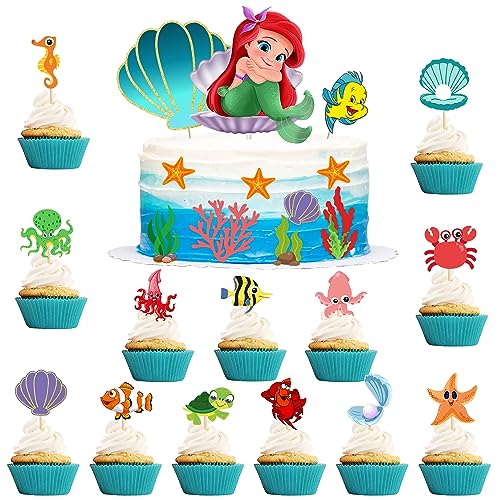 Mermaid Cupcake Toppers Set - 24Pcs