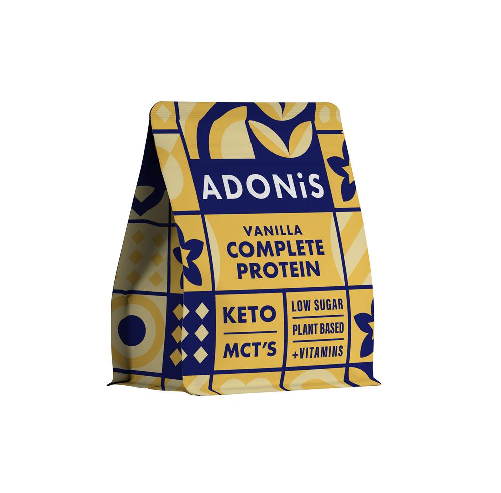 Adonis Vanilla Complete Protein Keto Shake Powder 350g - Low Carb High Protein Meal Replacement for Weight Loss & Muscle Gain - Perfect for Post-Workout, Breakfast or Keto Diet