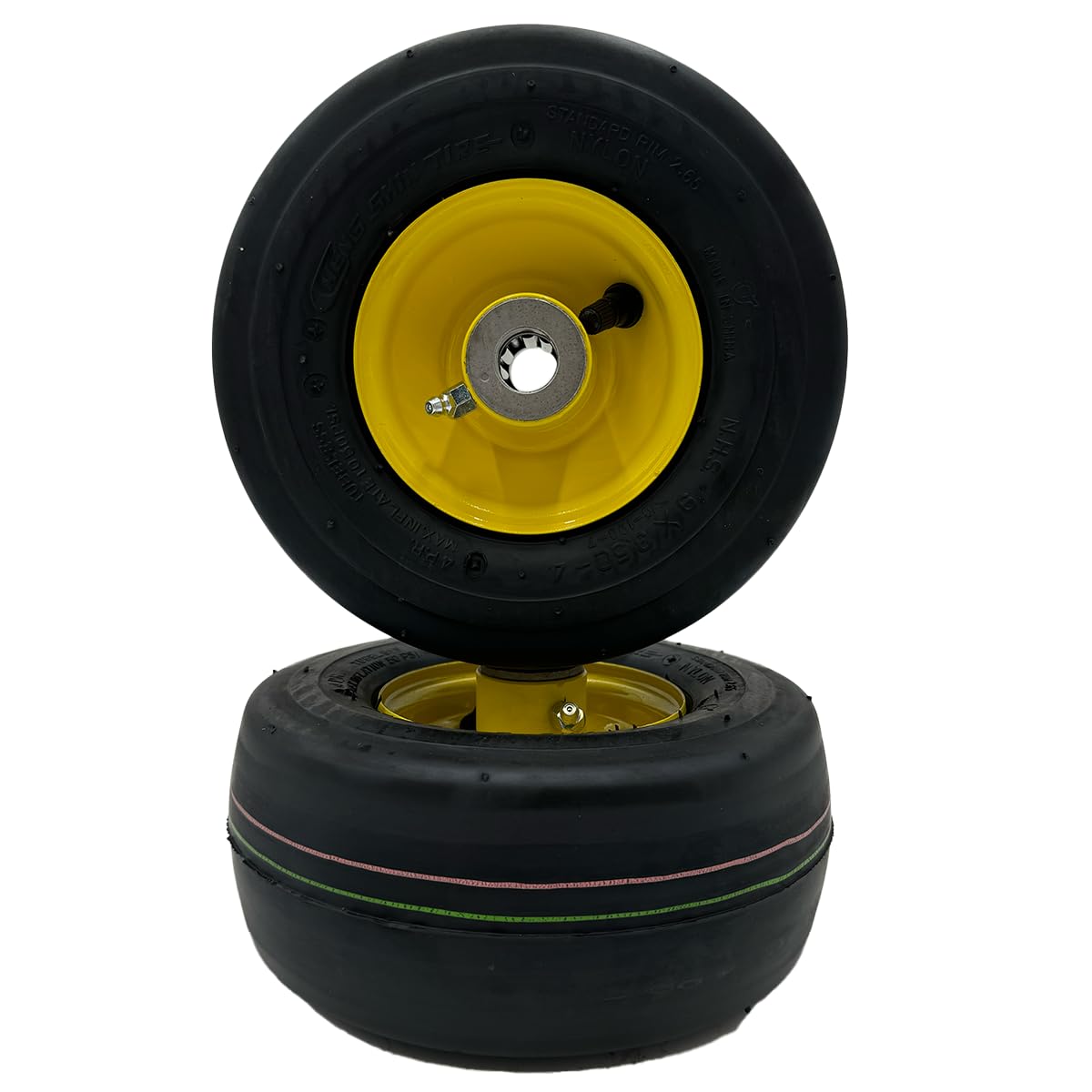 2-Pack 9x3.50-4 Yellow Smooth Tread Lawn Mower Wheels with 4