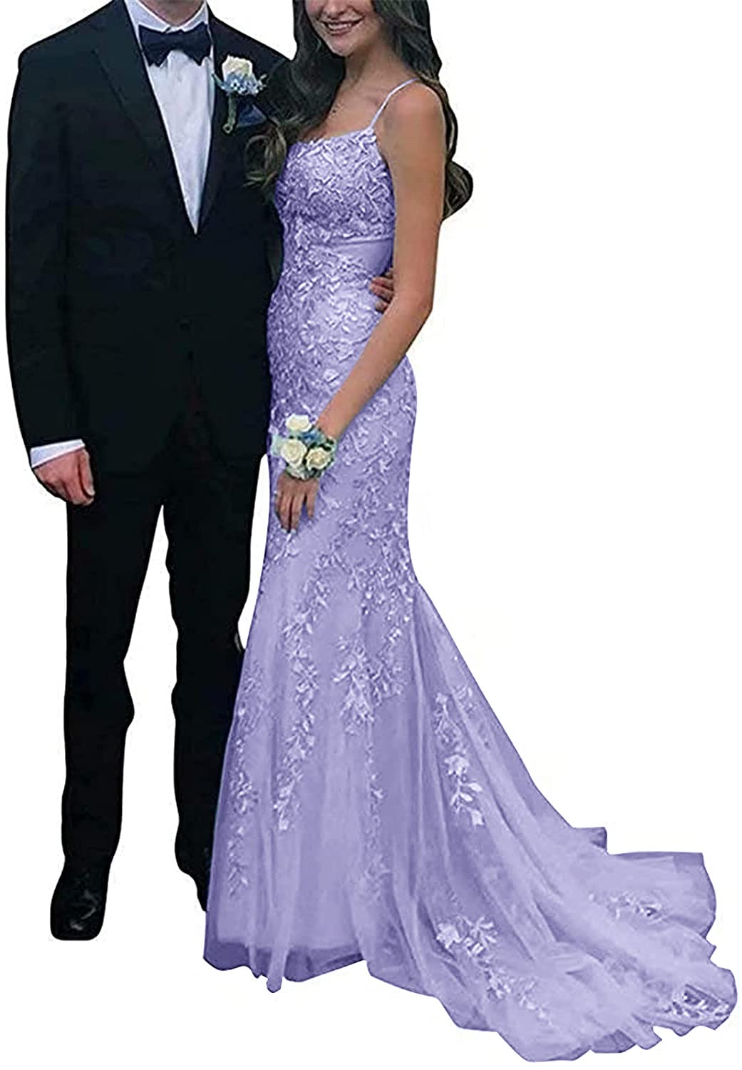 Elegant Lace Appliques Tulle Bridesmaid Dresses with Spaghetti Straps - Mermaid Prom Gowns for Women | Perfect for Weddings, Formal Events & Evening Parties