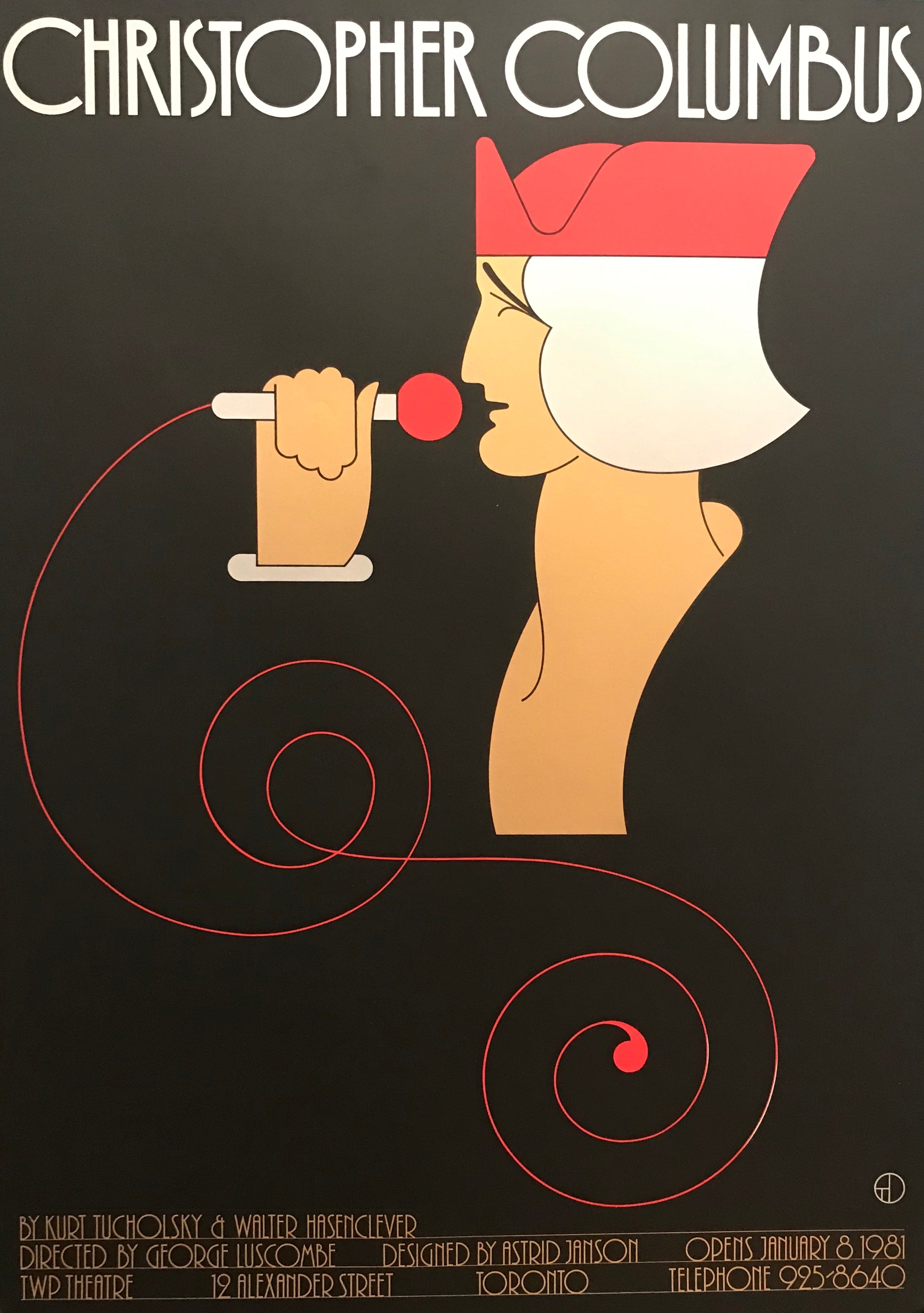 Vintage 1980s Original Canadian Theatre Poster - Christopher Columbus (TWP Theatre) - Perfect for Movie Memorabilia Collectors & Home Theater Decor