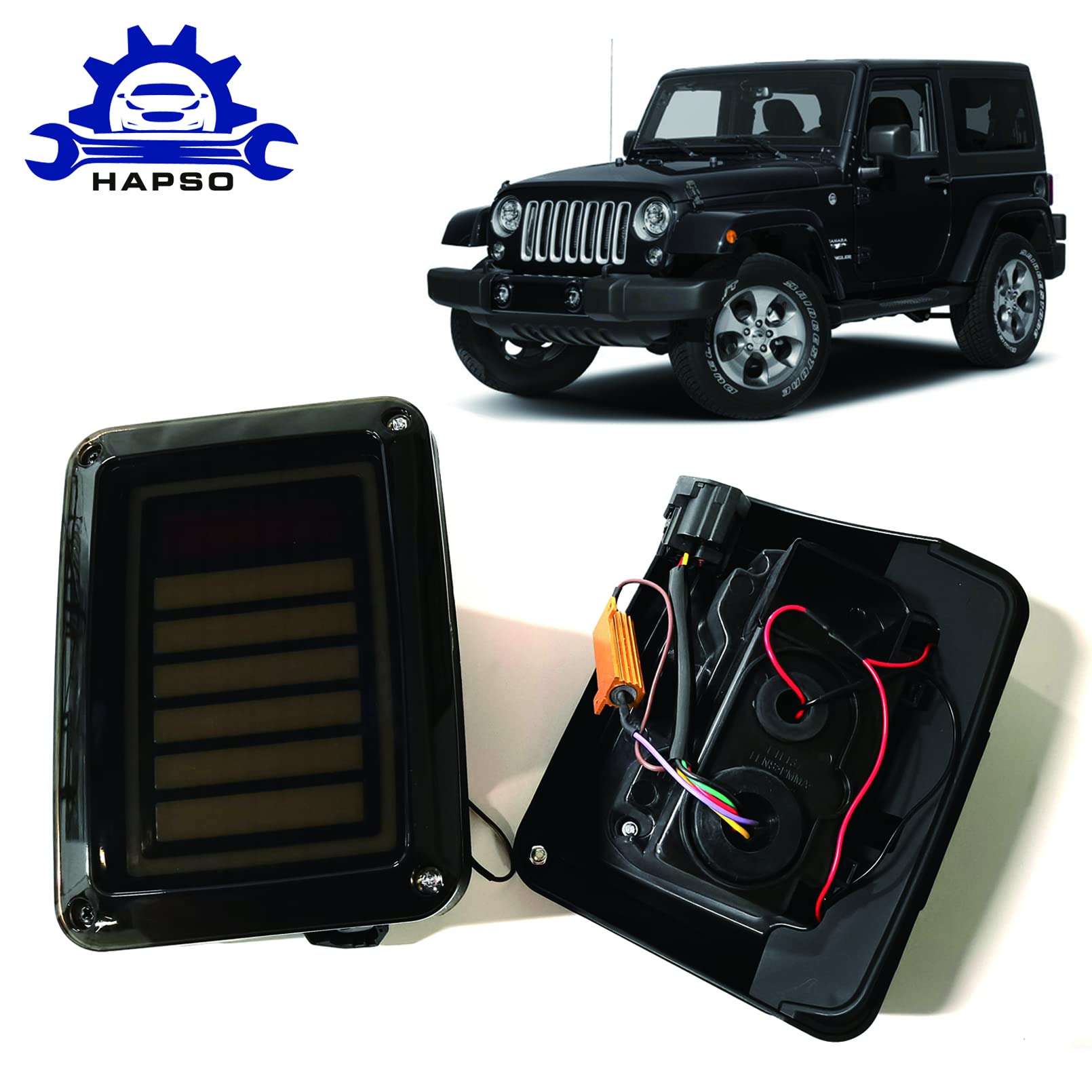 JK LED Smoked Lens Tail Light Assembly for Jeep Wrangler 2007-2018 JK/JKU - Brake Lights, Turn Signals, Reverse & Running Lights - Waterproof Multi-Function LED Taillights for Off-Road & Night Driving