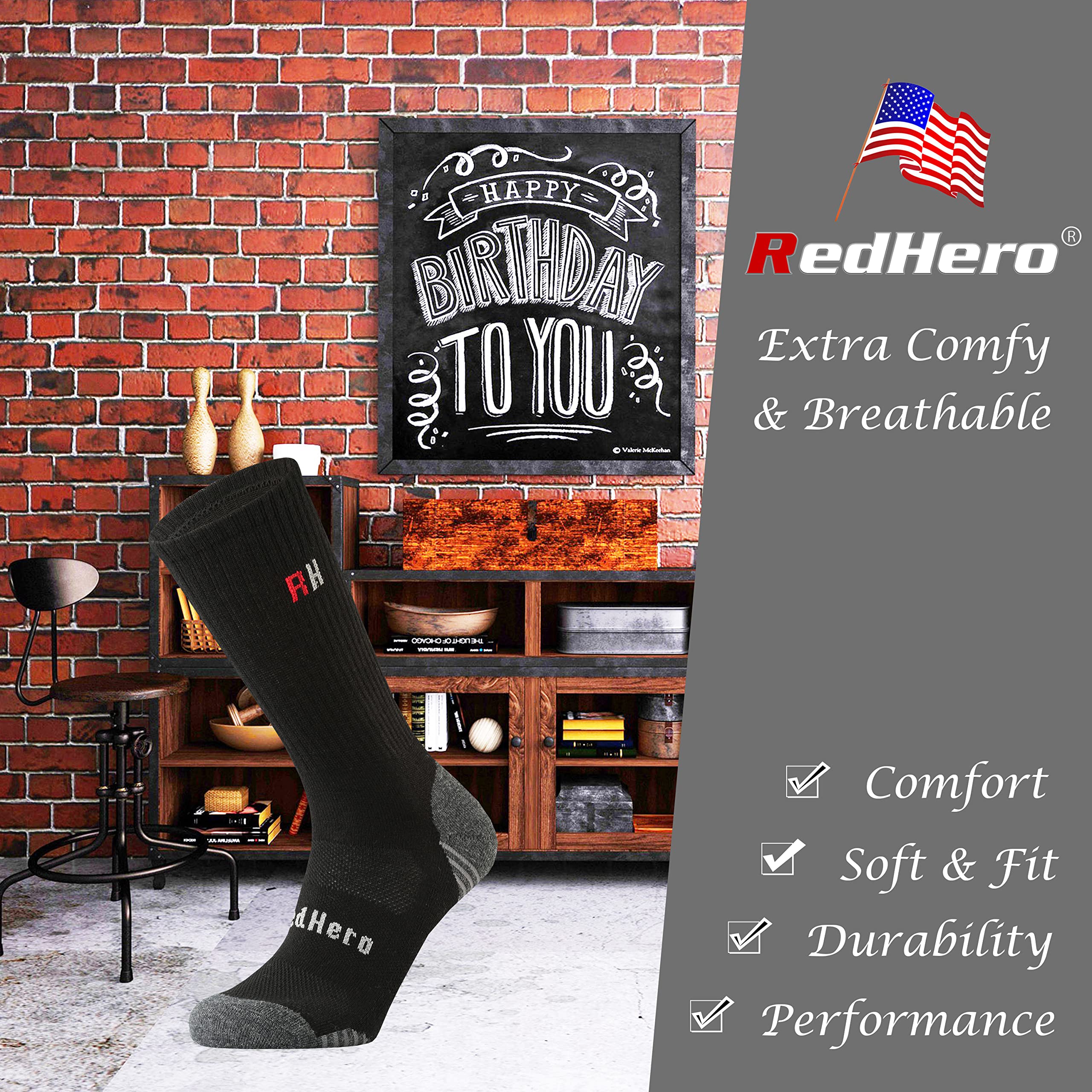 Premium Men's Merino Wool Hiking Socks - Thermal Cushion Crew Socks for Outdoor Trekking & Adventure - Moisture Wicking, Odor Resistant, Soft & Cozy - Ideal for Hiking, Camping & Winter Sports