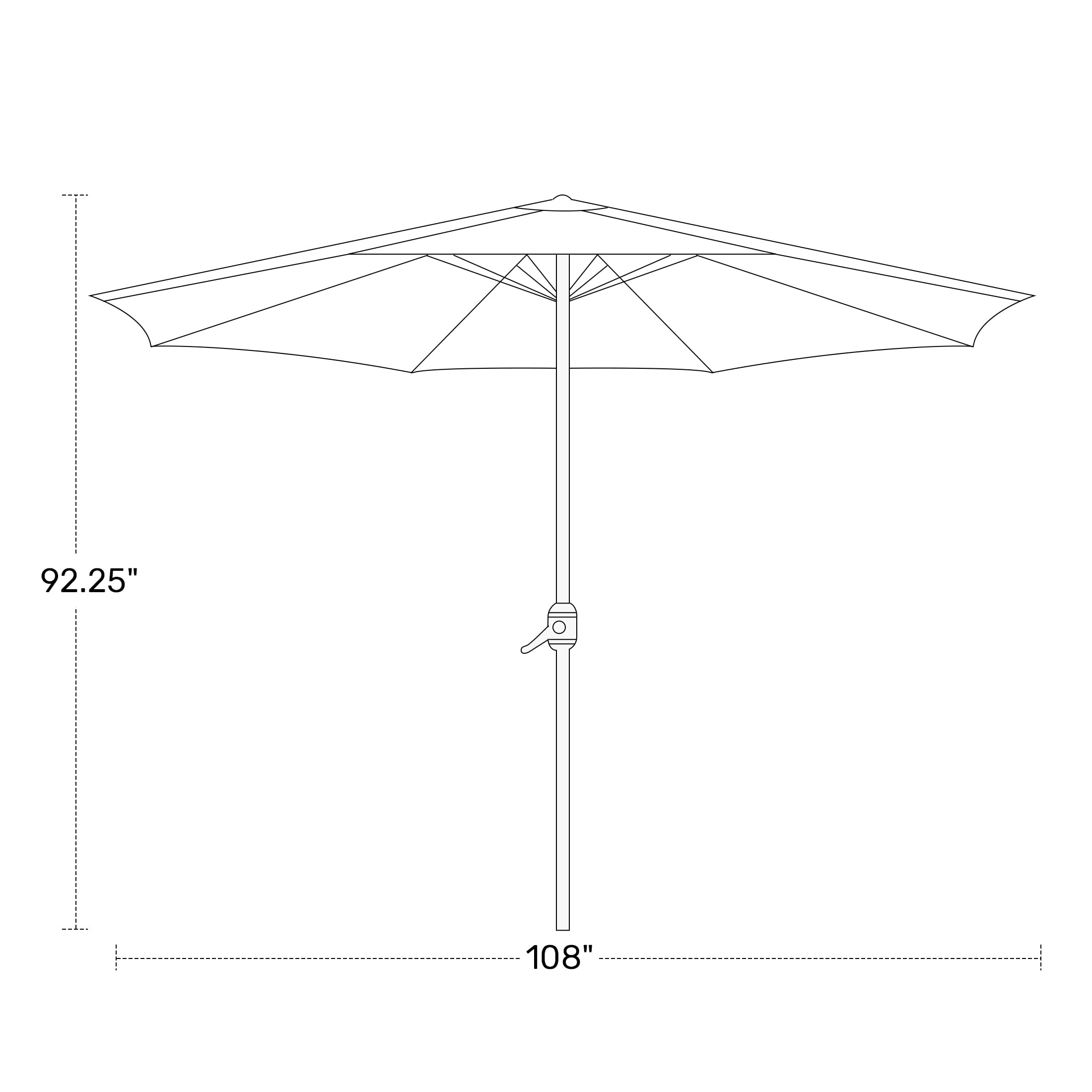 WO Home Furniture 9ft Round Patio Umbrella - Outdoor Market Table Sun Shade for Garden, Poolside & Backyard Relaxation