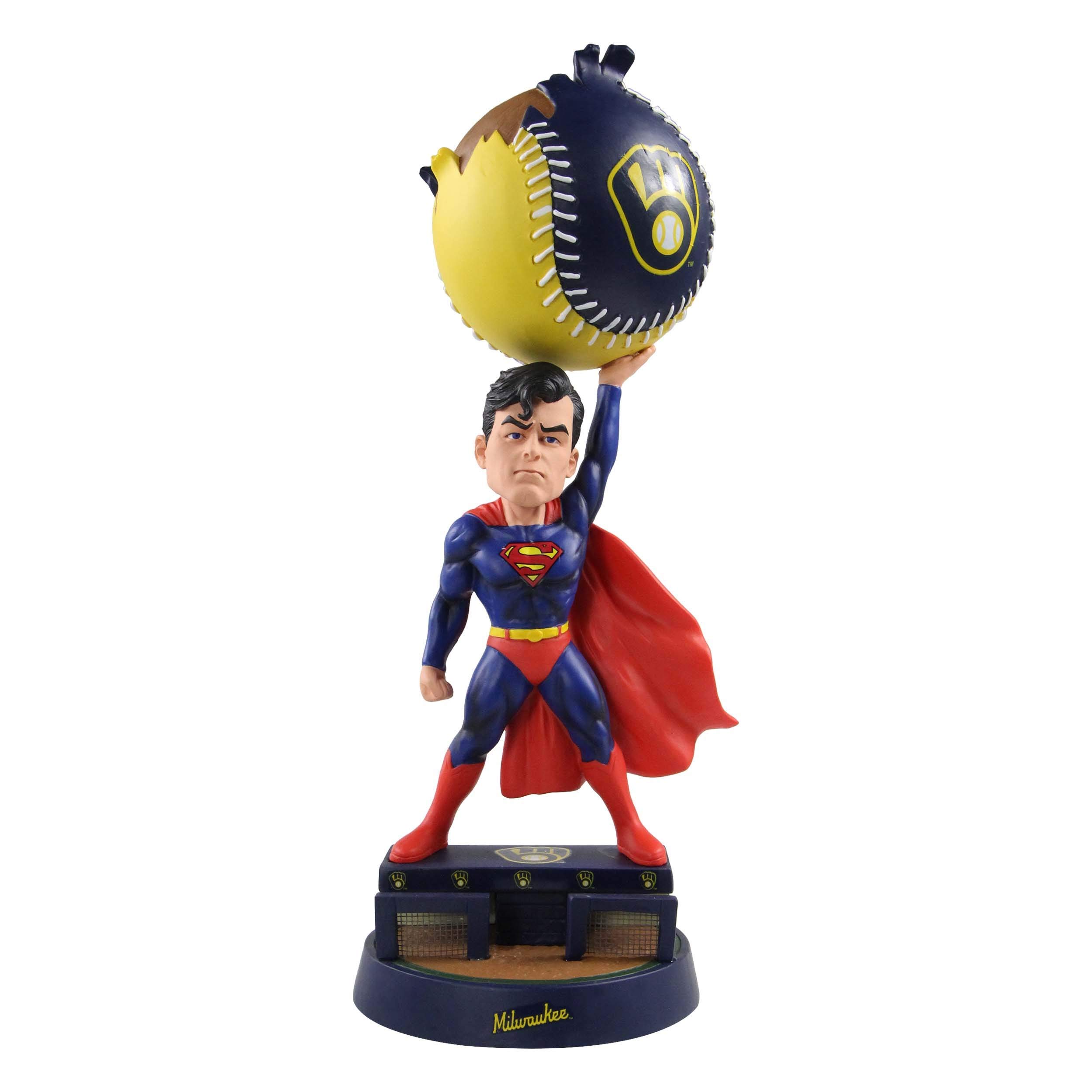 Superman Milwaukee Brewers DC x MLB Special Edition Bobblehead - Collectible Baseball Memorabilia for Fans & Decor for Sports Themed Rooms
