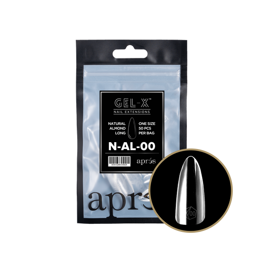 Apres Gel X Natural Almond Long Refill Tips #000 #9 - Professional Nail Extension Kit for Salon & Home Manicures