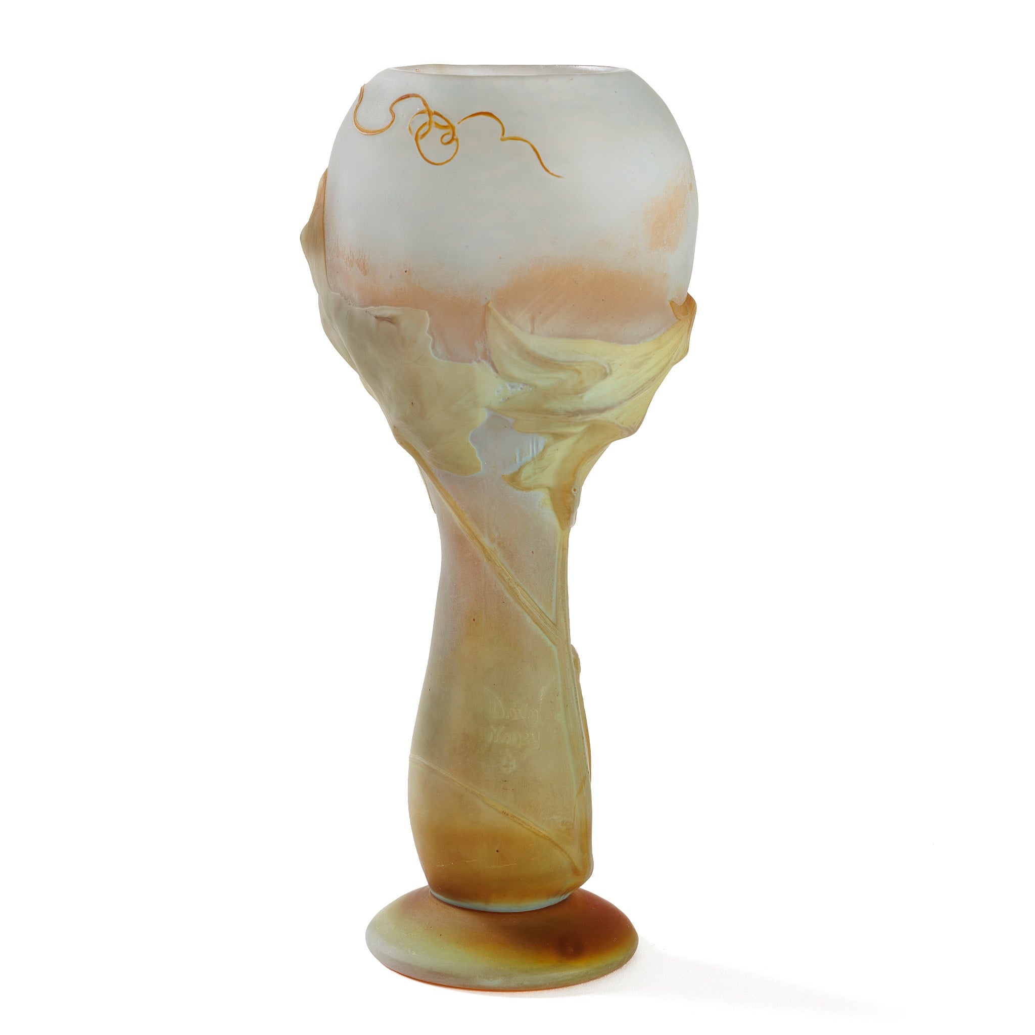 Daum Nancy Fleur de Coloquinte Cameo Glass Vase - Antique French Art Nouveau Collectible - Perfect for Home Decor, Wedding Centerpieces & Luxury Gifts