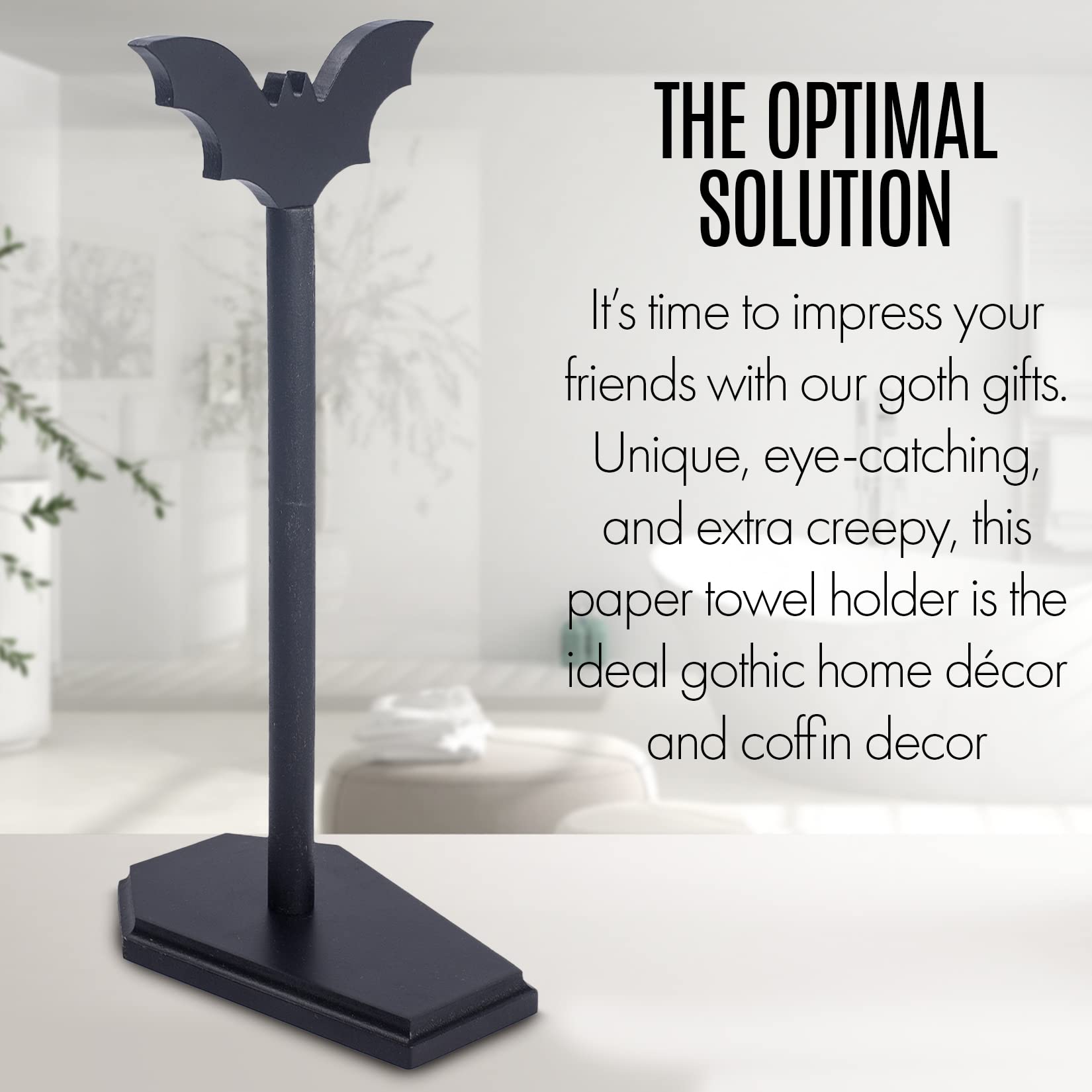 Gothic Bat Paper Towel Holder - Halloween Kitchen & Bathroom Decor - Unique Goth Home Accessories for Countertops - Spooky Witchy Gift Ideas for Women | Perfect for Halloween Parties, Gothic Themed Homes & Dark Aesthetic Decor