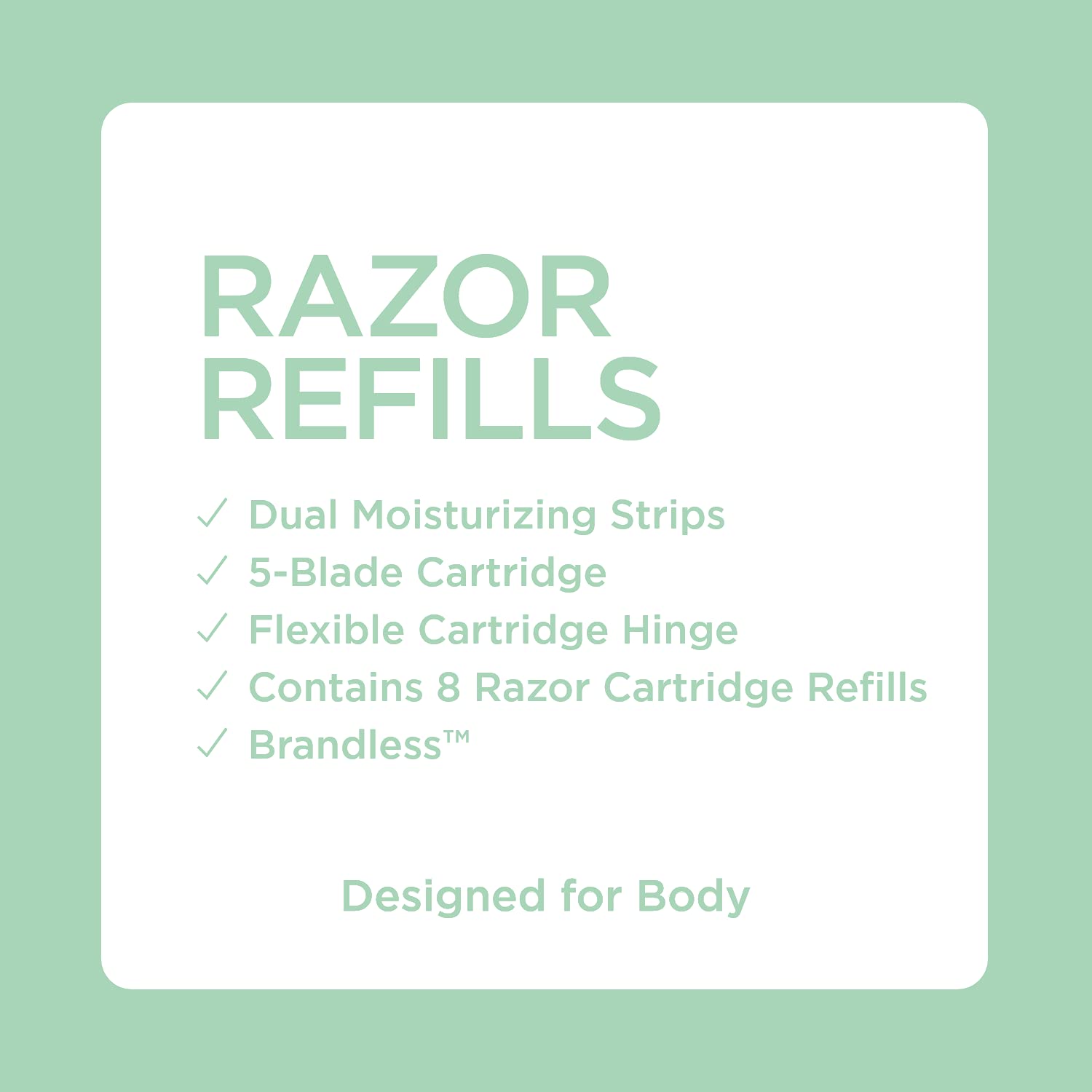 Brandless Razor Starter Kit & Refillable Blades for Women & Men - Smooth Body Shaving Essentials for Travel, Gym & Home Use