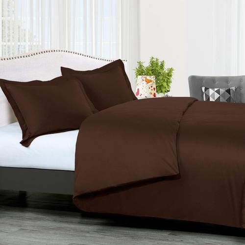 Premium 300 Thread Count Luxury Duvet Cover Set - Twin/Twin XL Size in Rich Chocolate Brown - Perfect for Master Bedrooms, Guest Rooms & Cozy Dorm Decor