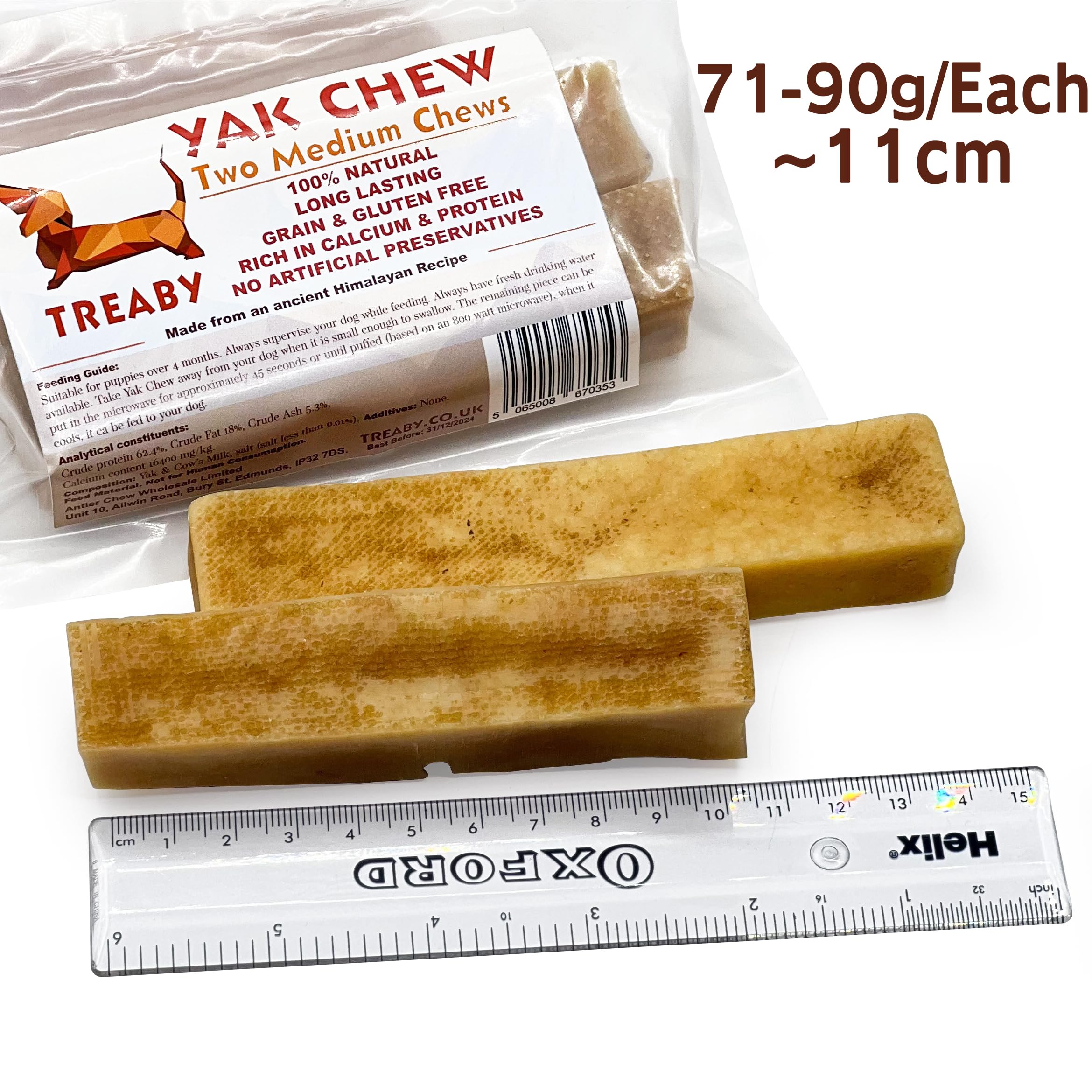 Treaby Himalayan Yak Chews for Dogs & Puppies - Natural Yak Milk Dental Sticks for Teeth Cleaning & Bone Health - Long Lasting Dog Treats for Aggressive Chewers - Perfect for Training, Teething & Dental Care