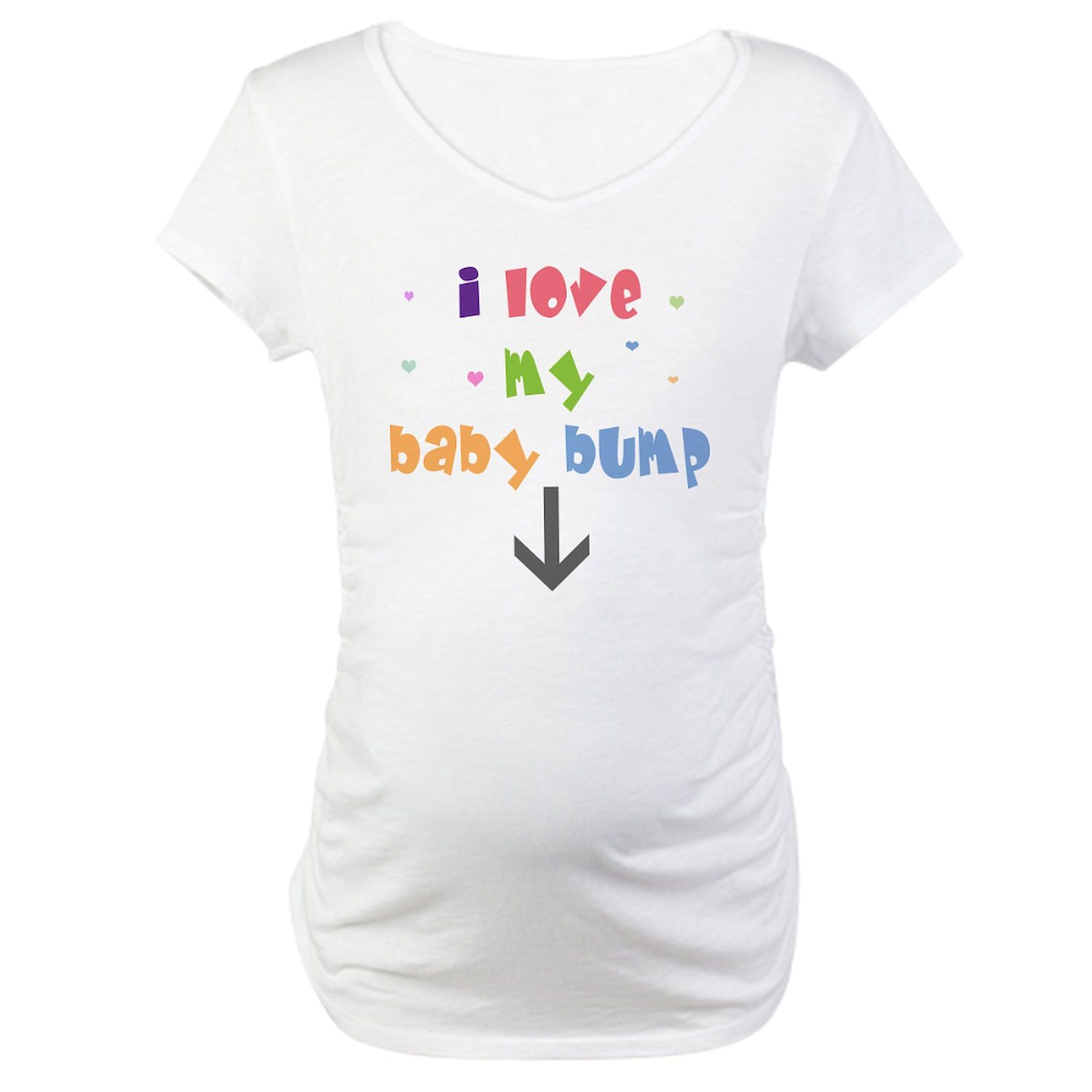 I Love My Baby Bump Maternity T-Shirt for Women - Comfortable Ruched Side Pregnancy Tee - Perfect for Baby Showers, Maternity Photos & Everyday Wear