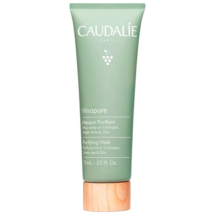 Caudalie Vinopure Purifying Clay Mask - Detox & Brighten for Oily & Acne-Prone Skin | Deep Cleansing Pore Minimizer for Glowing Complexion | Perfect for Spa Nights & Pre-Makeup Prep