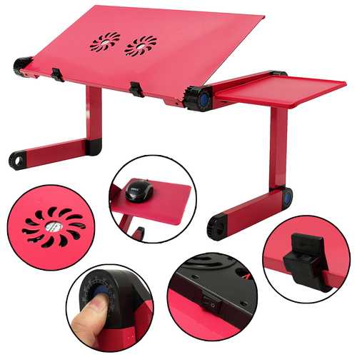 360° Adjustable Aluminum Alloy Folding Laptop Desk with Cooling Fans - Portable Workstation for Home Office, Gaming & Bed Use