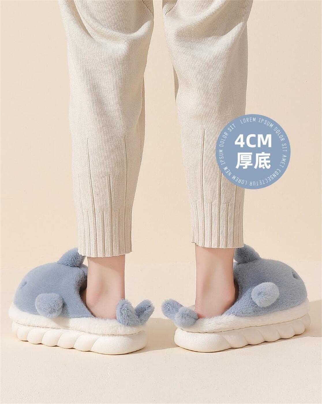 Soft Plush Shark Slippers for Men & Women - Cozy Winter Indoor/Outdoor House Shoes with Thick Sole | Warm Animal Cartoon Slippers for Home, Office & Travel