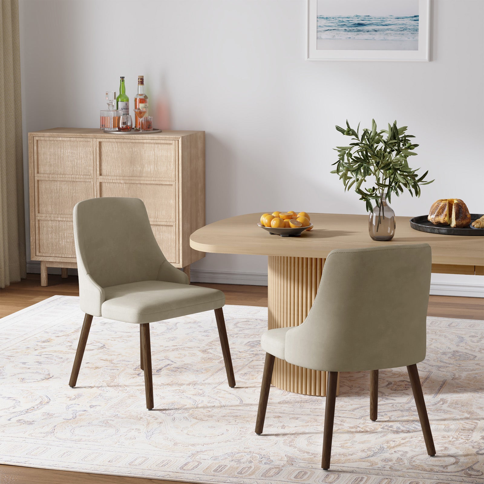 Andrea Modern Dining Chairs Set of 2 - Ergonomic Comfortable Kitchen Chairs for Home, Restaurant & Office - Versatile Design for Small Spaces & Contemporary Decor