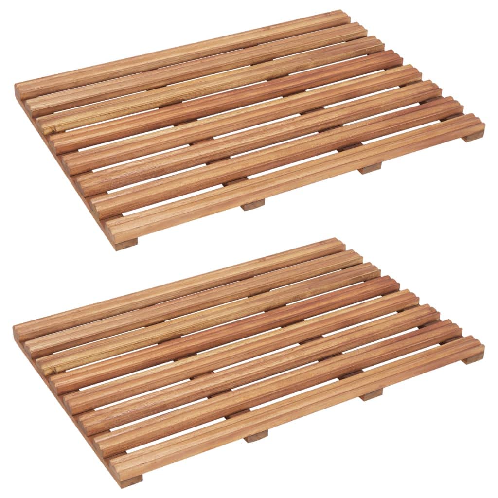 CHARMMA 2-Piece Solid Acacia Wood Bathroom Mats Set (22