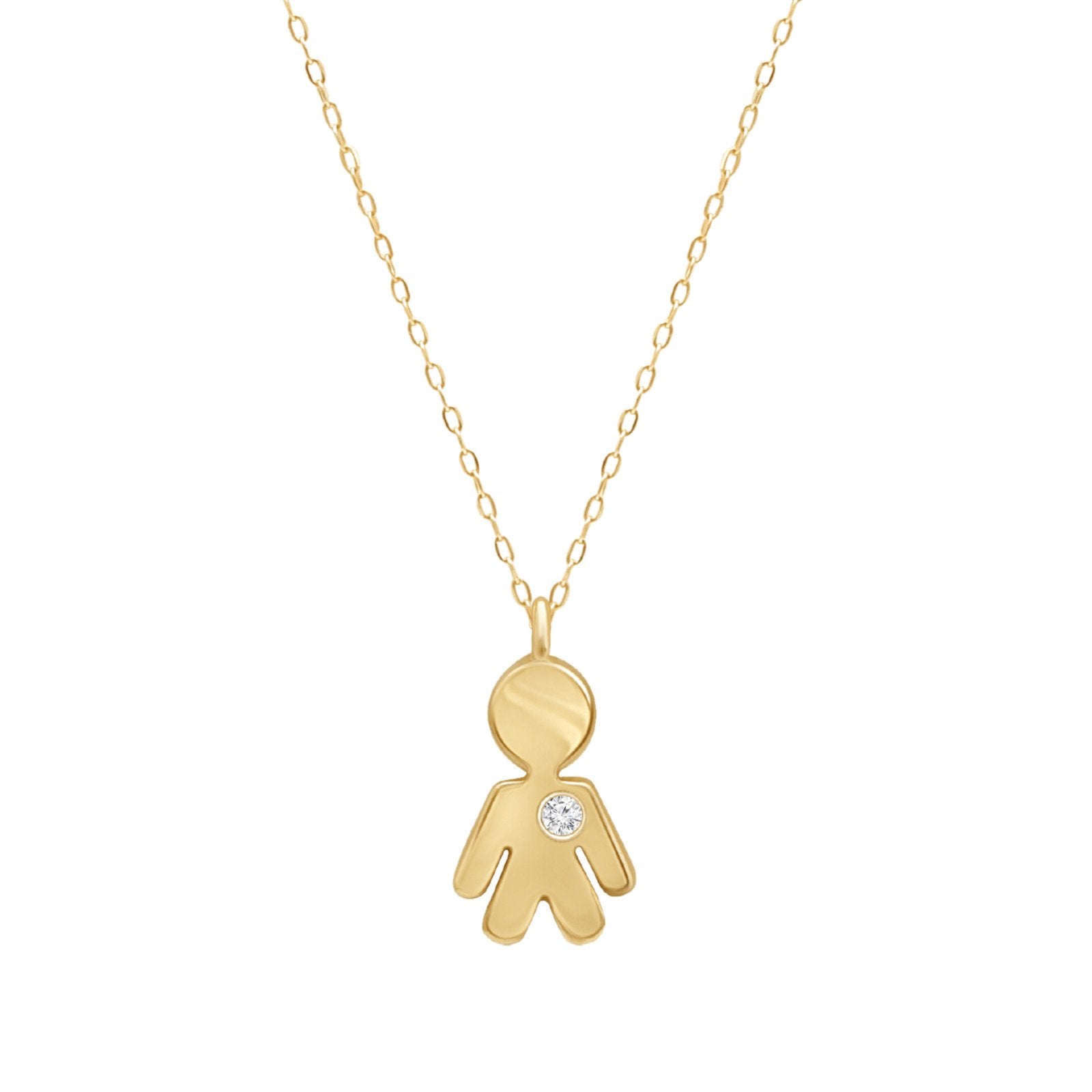 14k Yellow Gold Diamond Boy Mama Charm Necklace - Perfect Gift for Mothers, Birthdays & Special Occasions