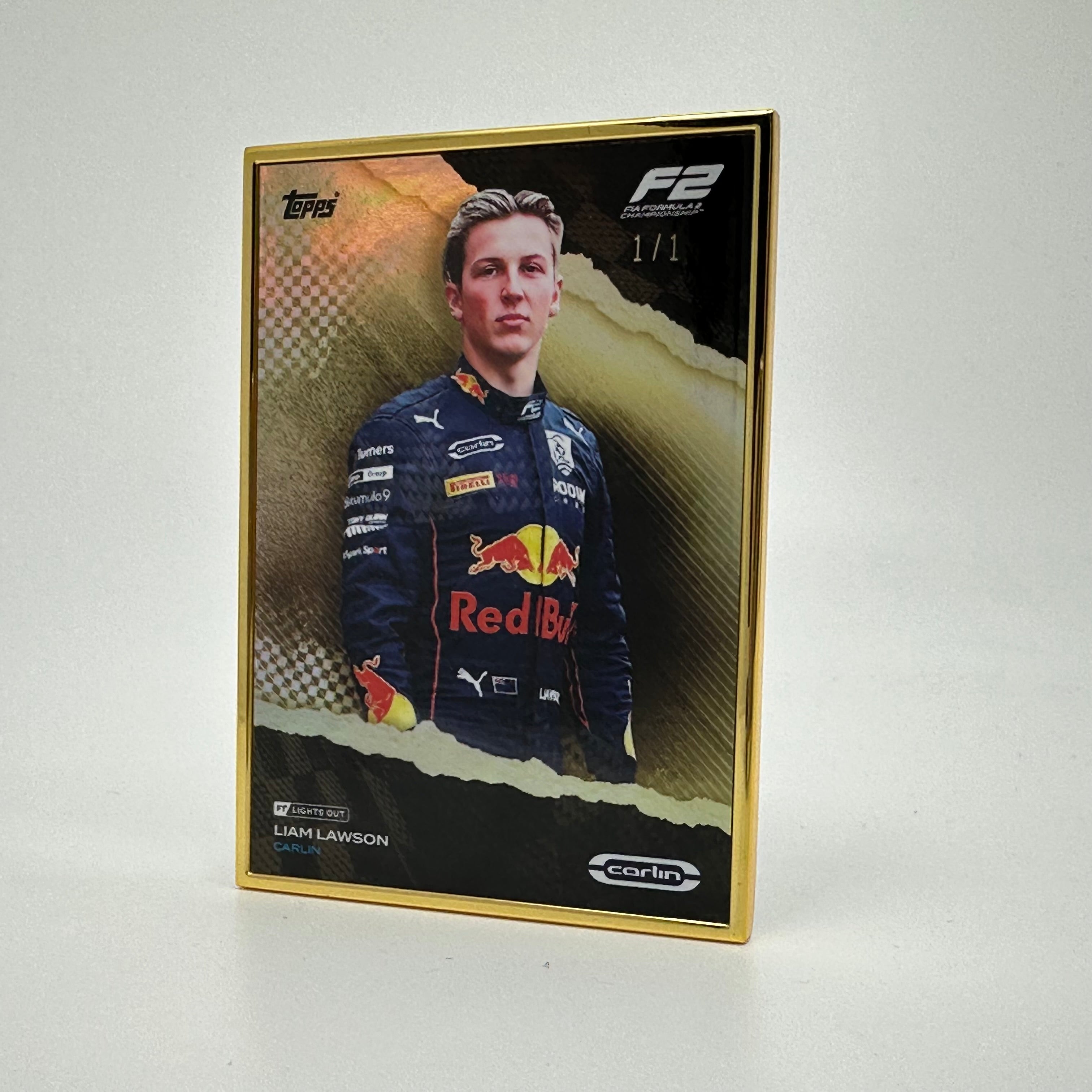 1/1 Gold Frame Liam Lawson F2 Driver 2022 Lights Out - Perfect for Racing Fans, Collectors, and Home Decor
