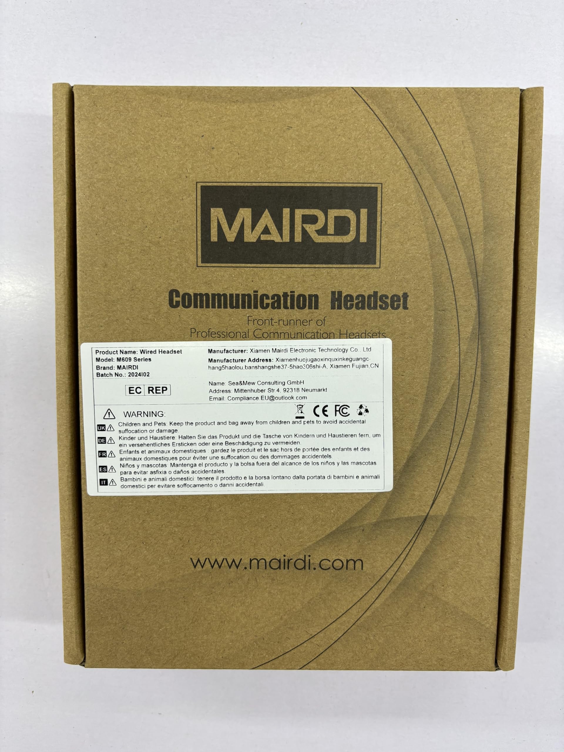 MAIRDI Noise Canceling Office Headset with RJ9 & 3.5mm Jack - Binaural Telephone Headset for Cisco Phones, Call Centers, Landline Deskphones, PC, Laptop & Cell Phone - Perfect for Remote Work, Customer Service & Business Communications