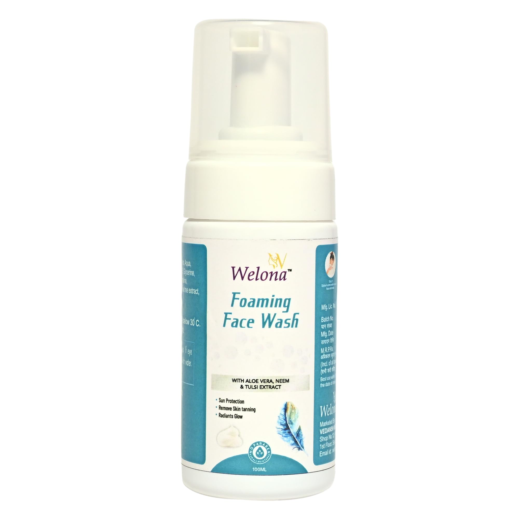 Welona Neem, Aloe Vera & Tulsi Natural Extract Face Wash - Oil Control & Acne Treatment Cleanser for Oily Skin | Men & Women | Daily Skincare Routine for Clear, Healthy Skin