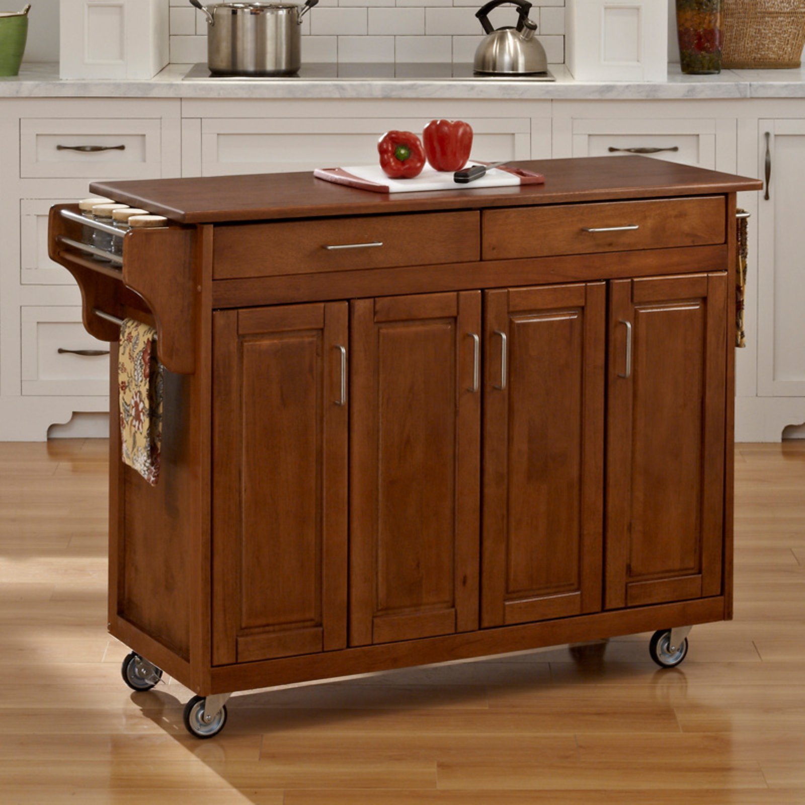 Homestyles Black Kitchen Cart with Wheels - Portable Rolling Island for Small Spaces, Countertop Storage & Dining Prep - Perfect for Apartments, Dorms & Compact Kitchens