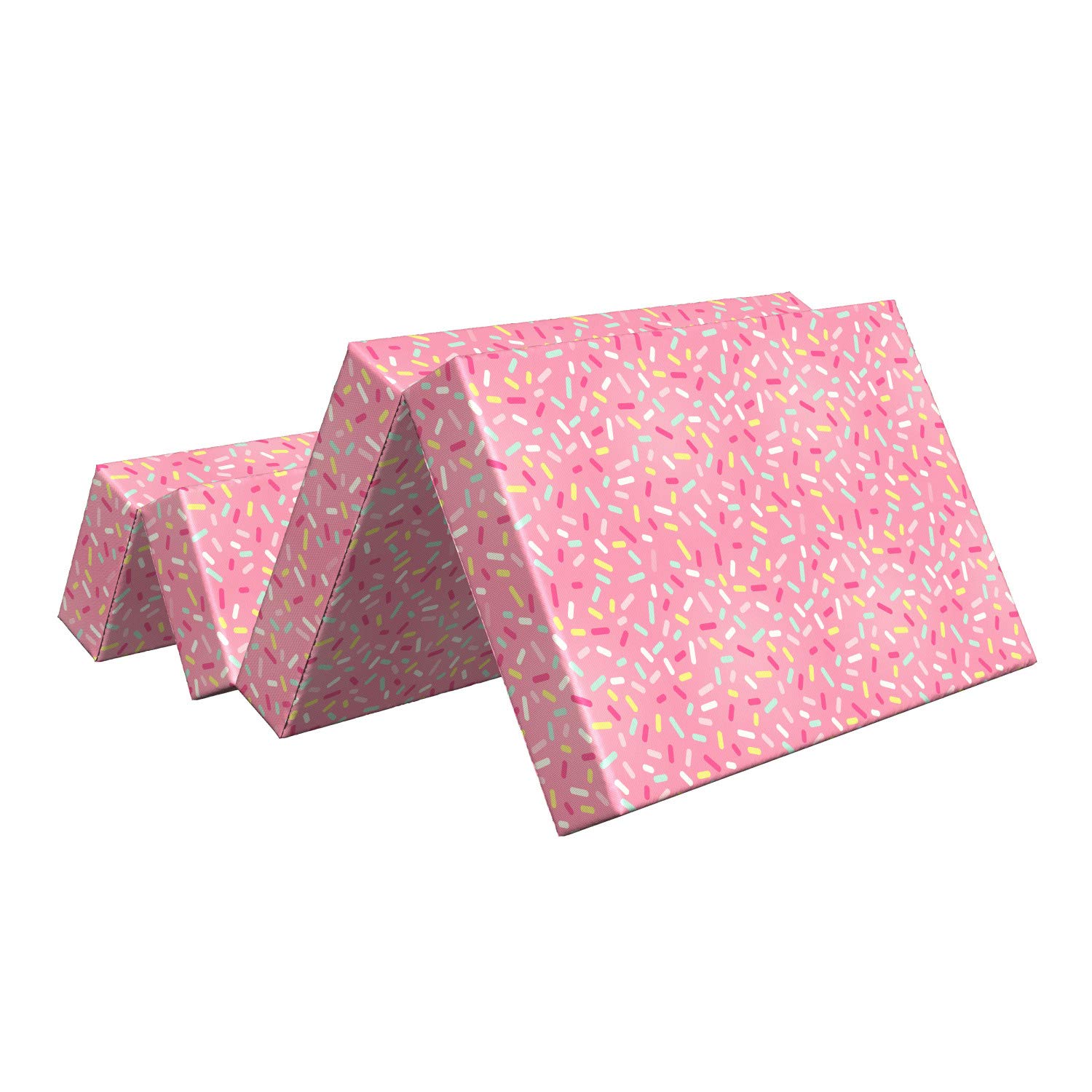 Ambesonne Pink and White Foldable Mattress - Donut Sprinkles Design, 74.8