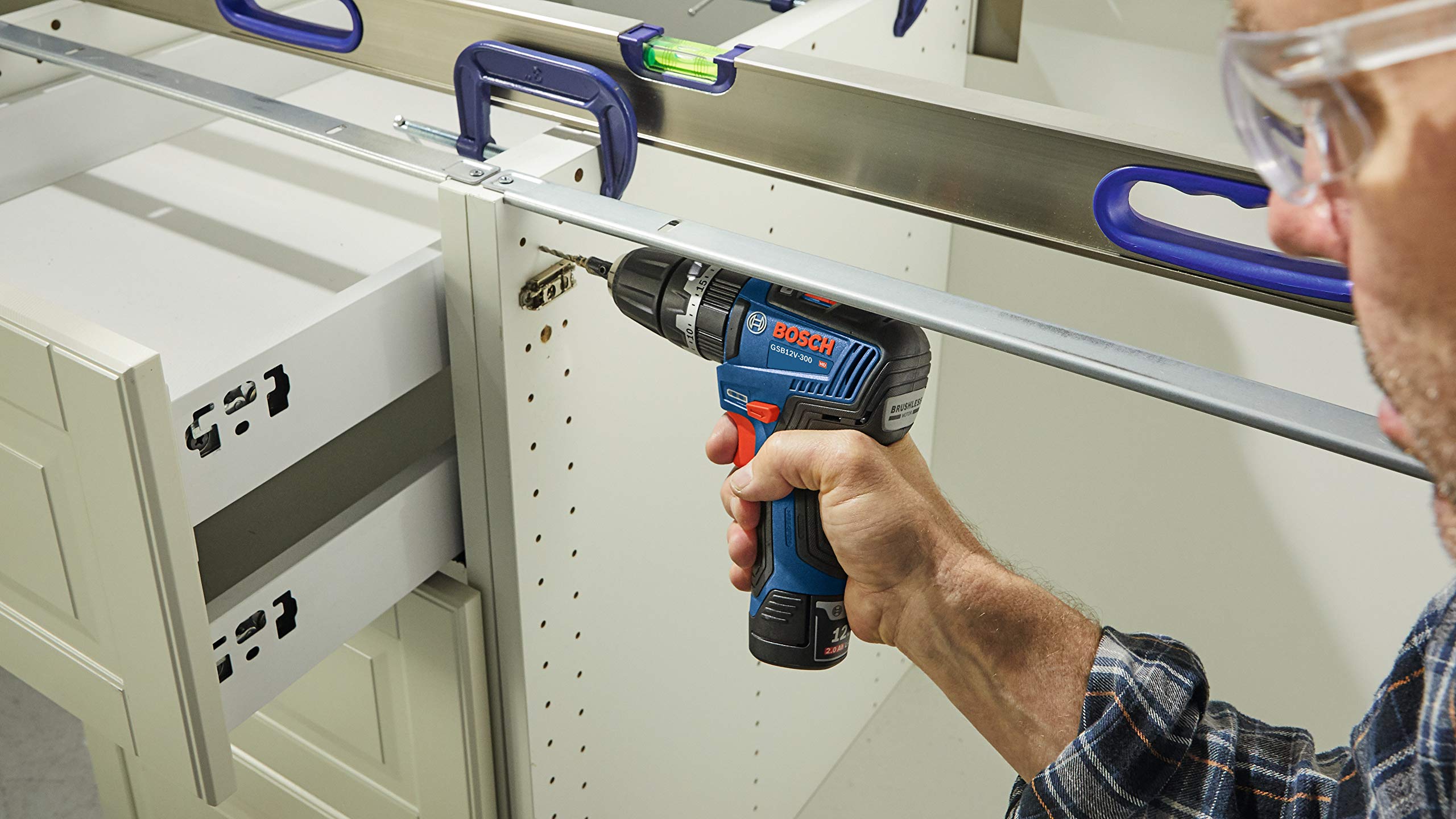 Bosch GSB12V-300N 12V Max Brushless 3/8 Inch Hammer Drill/Driver (Bare Tool) - Professional Cordless Power Tool for DIY Projects, Home Repairs & Construction Work