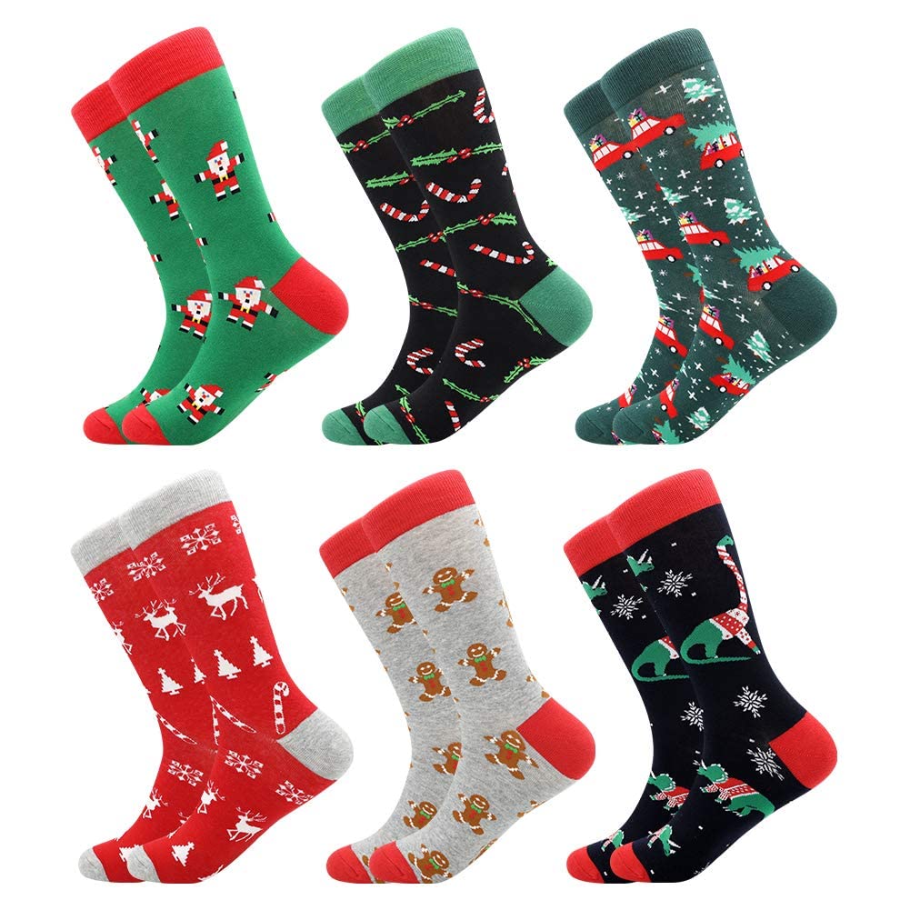 BISOUSOX Christmas Socks for Men & Women - Colorful Holiday Fashion Dress Socks with Funny Cute Designs - Perfect for Gifts, Parties & Festive Celebrations