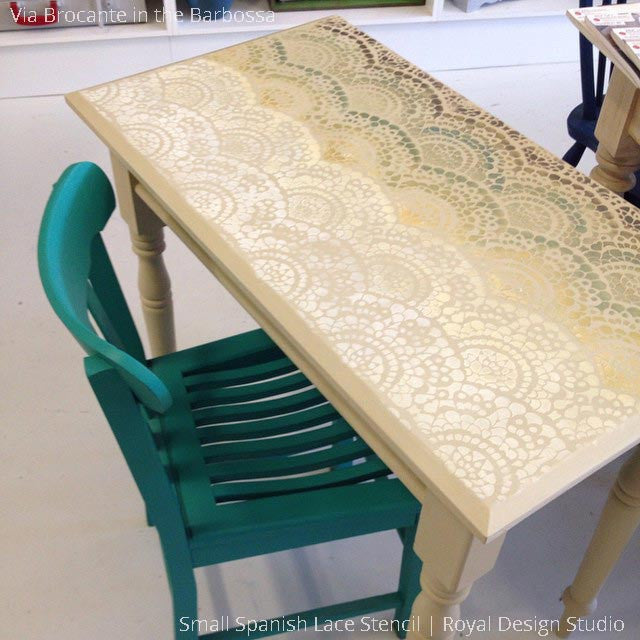 Spanish Lace Scallop Furniture Stencil - DIY Home Decor Stencils for Painting on Wood, Walls, Fabric - Perfect for Furniture Makeover, Wall Art, and Craft Projects
