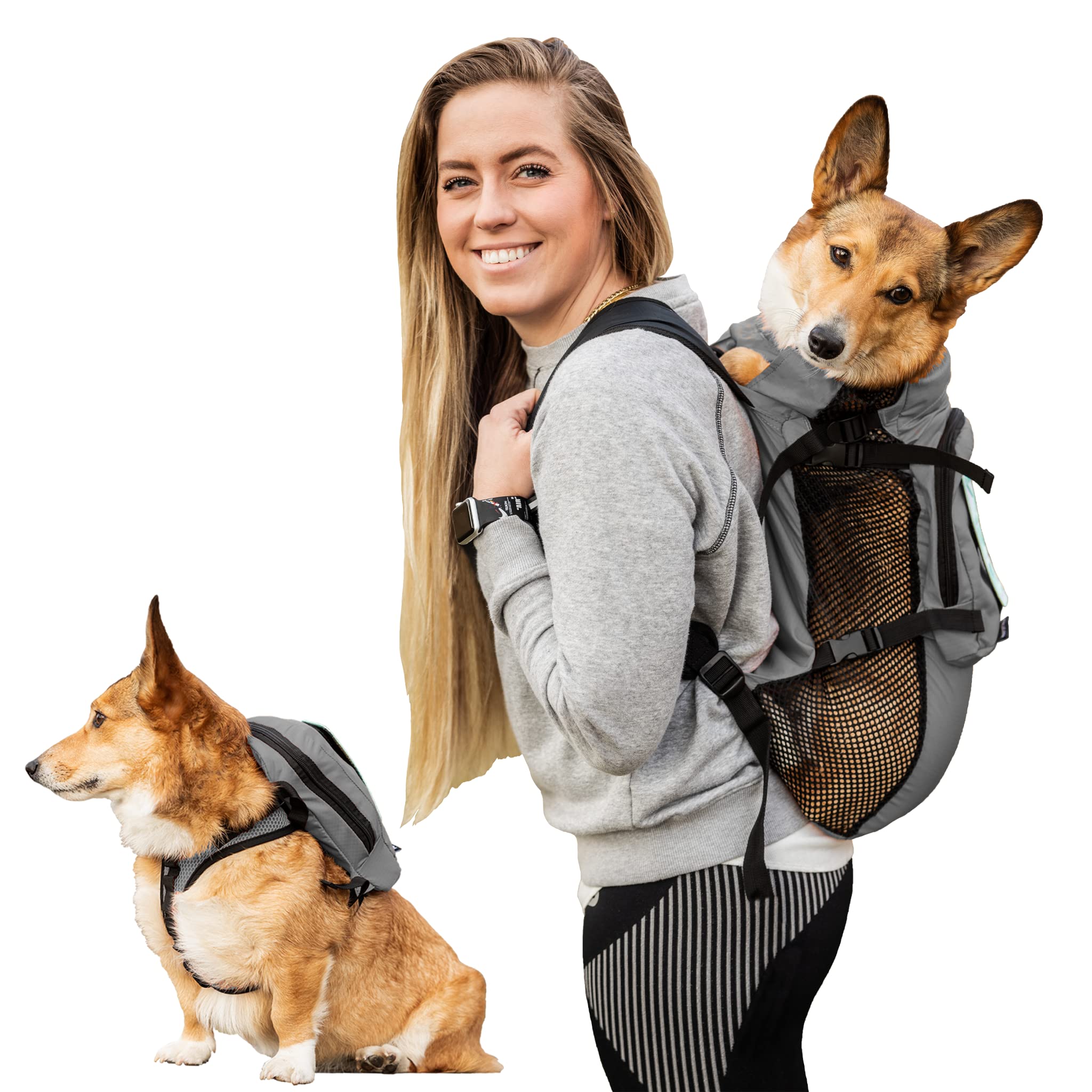 K9 Sport Sack Walk-On Dog Carrier Backpack - Adjustable Harness & Storage Pockets for Small Dogs (Shark Skin Gray) - Perfect for Hiking, Travel & Outdoor Adventures with Your Pet