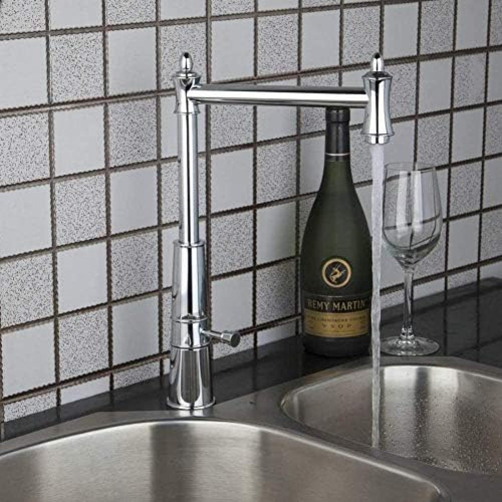 CRJUS Stainless Steel Kitchen Faucet with Pull Down Sprayer - High Arc Brushed Nickel Sink Faucet for Hot and Cold Water - Perfect for Modern Kitchens and Vessel Sinks