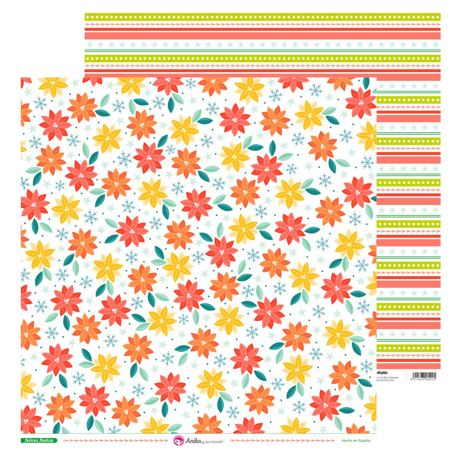 Anita & Su Mundo Happy Party Scrapbook Paper Pack - 12 x 12 Inch Christmas Themed Craft Paper for DIY Cards, Scrapbooking & Holiday Decorations (5 Sheets)