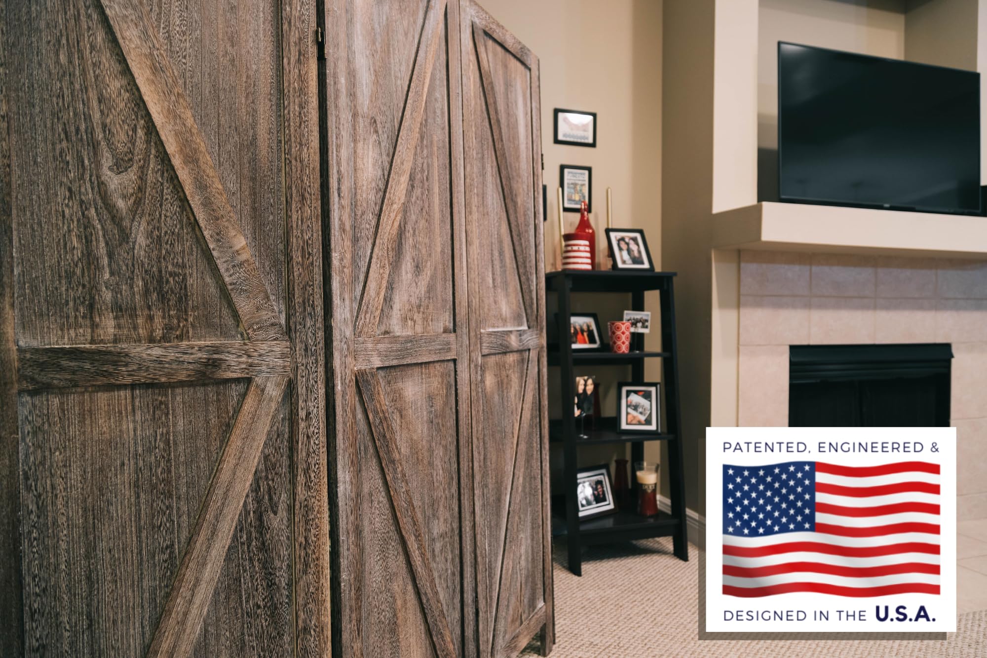 Premium Rustic Barnwood Room Divider - Folding Privacy Screen & Partition Wall for Home, Office, or Studio | Temporary Wall Separator for Living Spaces, Bedrooms & Events