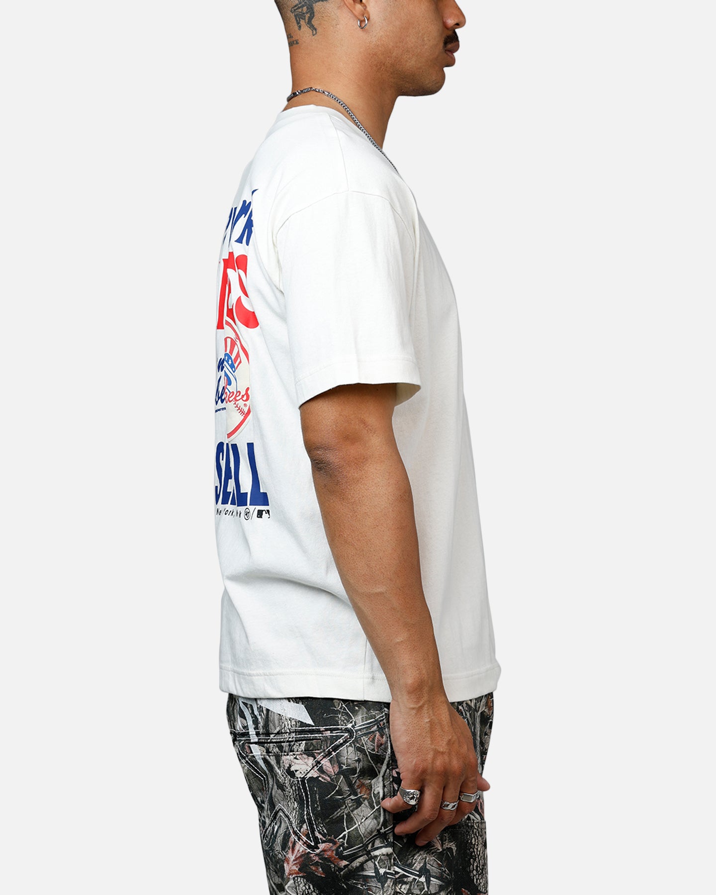 New York Yankees 47 Brand All Fire T-Shirt - White | Official MLB Fan Gear for Baseball Games & Casual Wear