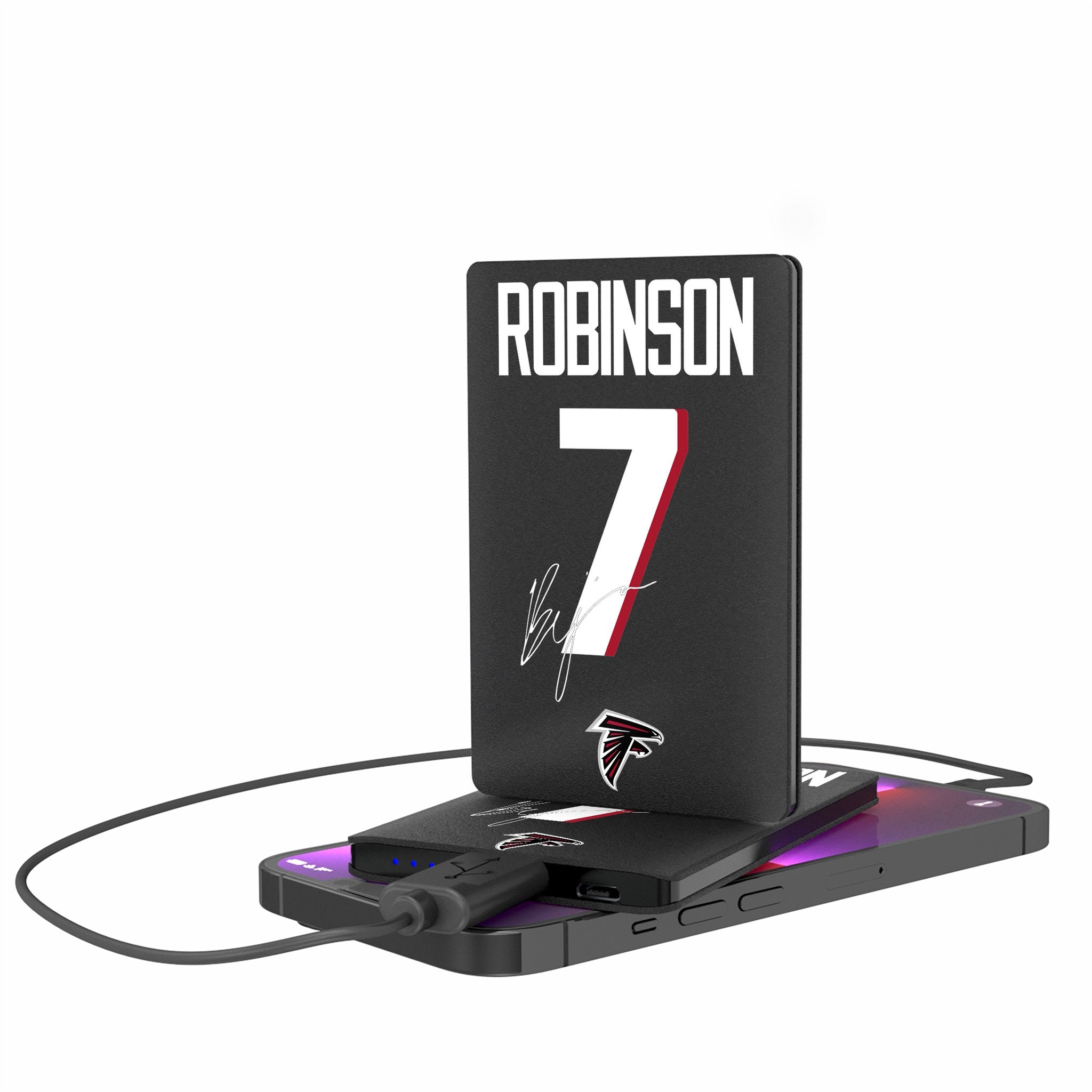 Bijan Robinson Atlanta Falcons 7 Ready 2500mAh Portable Credit Card Power Bank - Perfect for Travel, Charging on the Go & Falcons Game Day