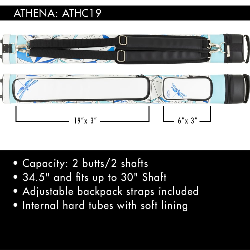 Athena ATHC19 2x2 Hard Pool Cue Case - Durable Billiard Cue Storage for Professional & Home Use - Perfect for Pool Halls, Tournaments & Travel Protection