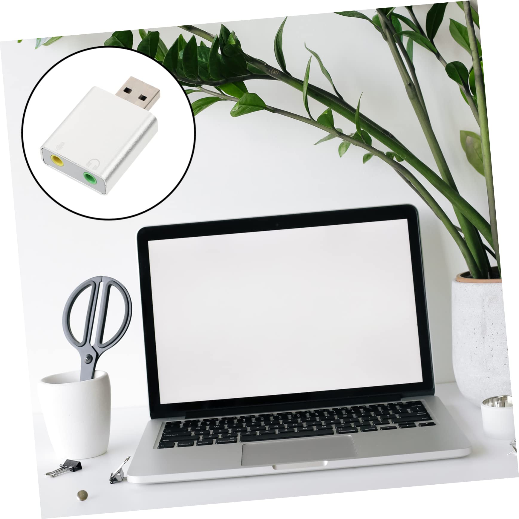 FELTECHELECTR USB External Sound Card Adapter - Aluminum Alloy USB Audio Adapter with Microphone for Laptop & PC - Windows Compatible Headphone & Mic Splitter for Gaming, Streaming & Video Calls