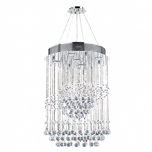 Modern Chrome & Crystal Spiral Rain Drop Chandelier - 5-Light Contemporary Ceiling Fixture for Living Room, Dining Room, Foyer, Hallway, Entryway | Elegant Lighting for Home Decor & Interior Design