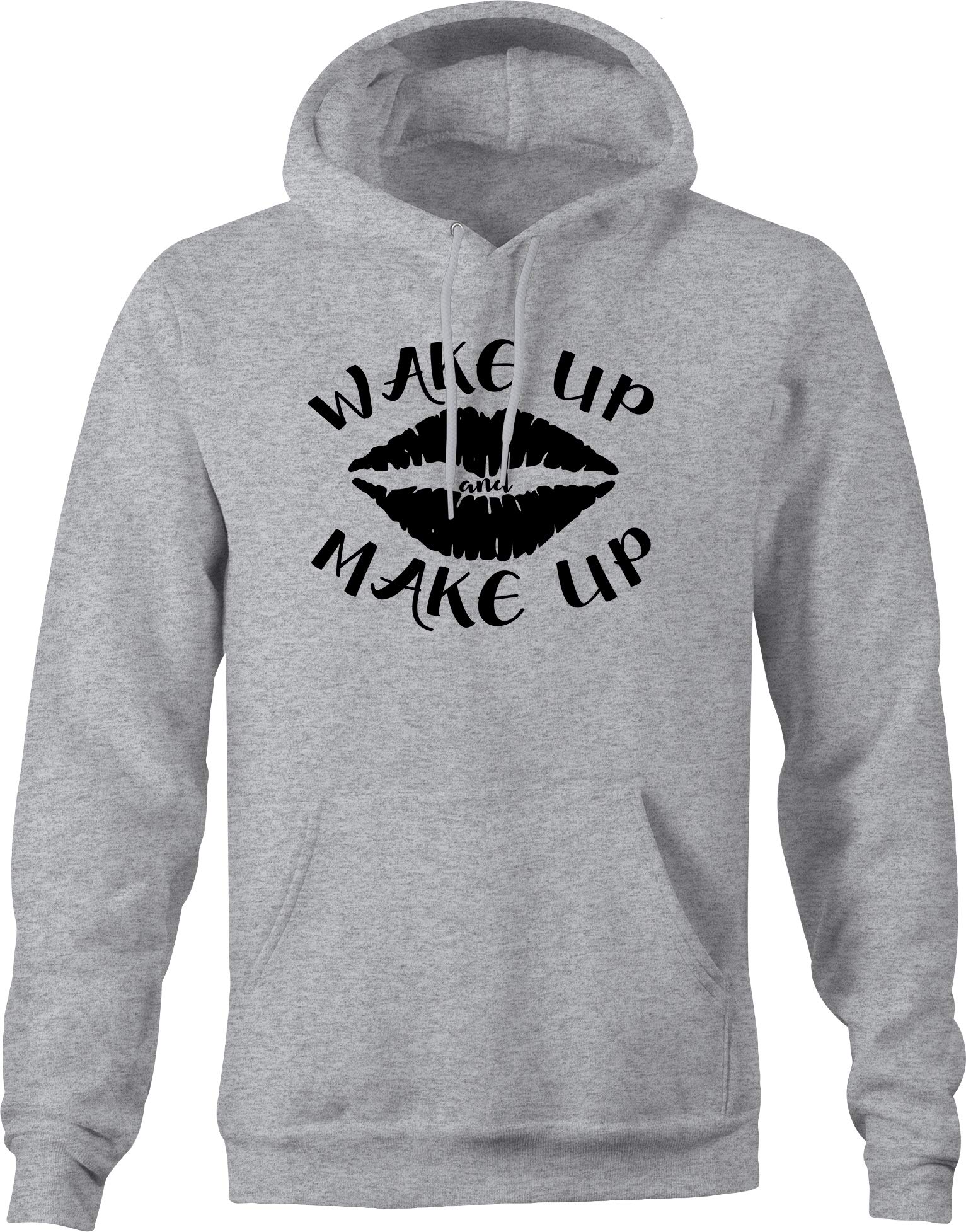 VIL Wake Up Make Up Lipstick Print Sweatshirt for Women & Men - Small Size, Gray - Perfect for Casual Wear, Street Style & Gifts