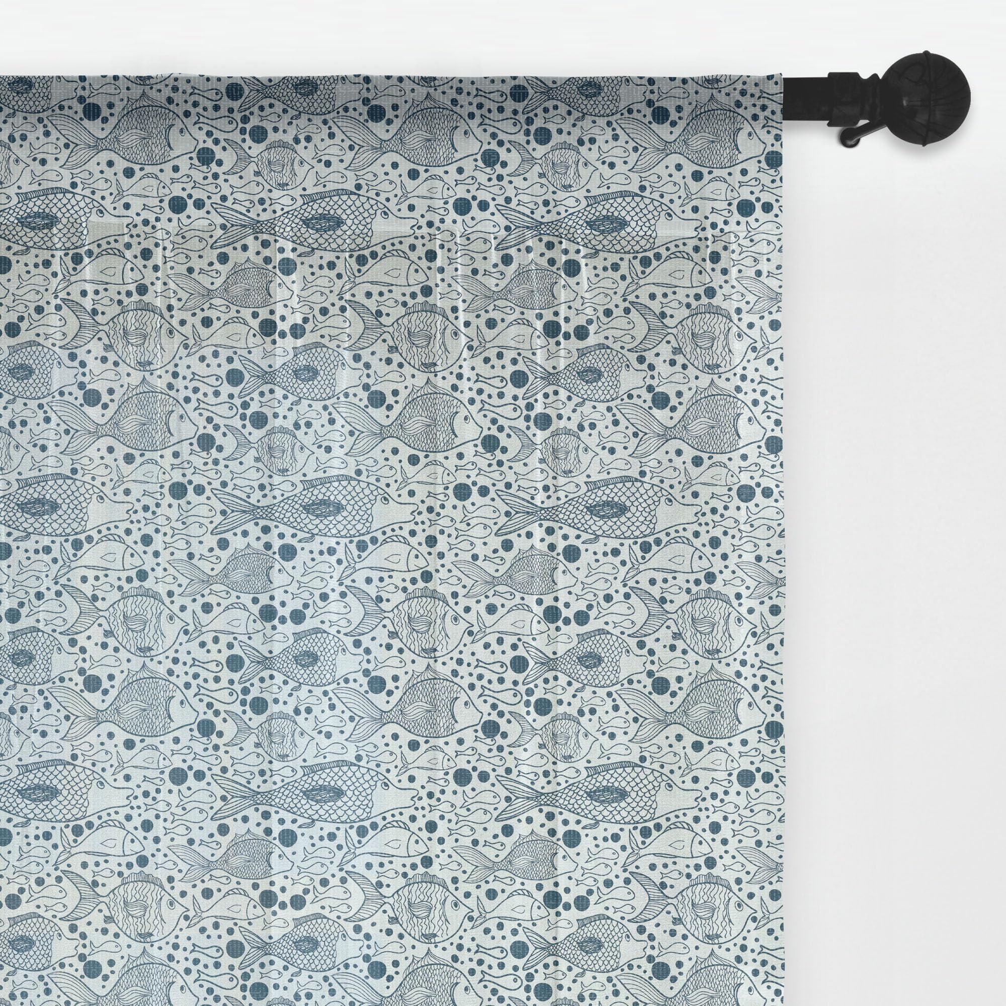 Ambesonne Blue Tulle Curtains with Rod Pocket - Underwater Sea Life Fish & Bubbles Funky Art Print Sheer Drapes for Wedding, Party, Living Room, Bedroom (2 Panels, 108